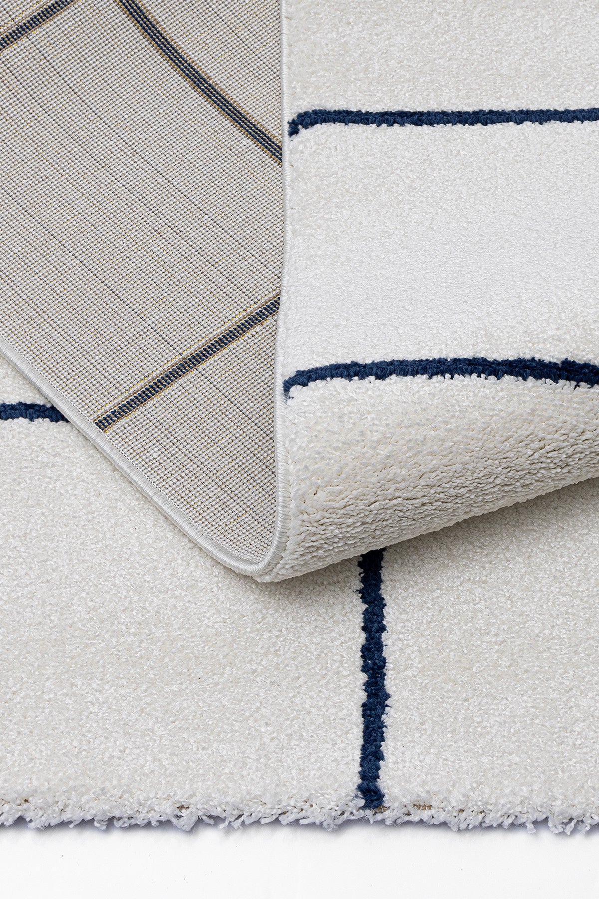 Fjord Beyaz Lacivert Halı Kilim Salon Oturma Odası Yatak Odası Koridor Makine Halısı 59837A