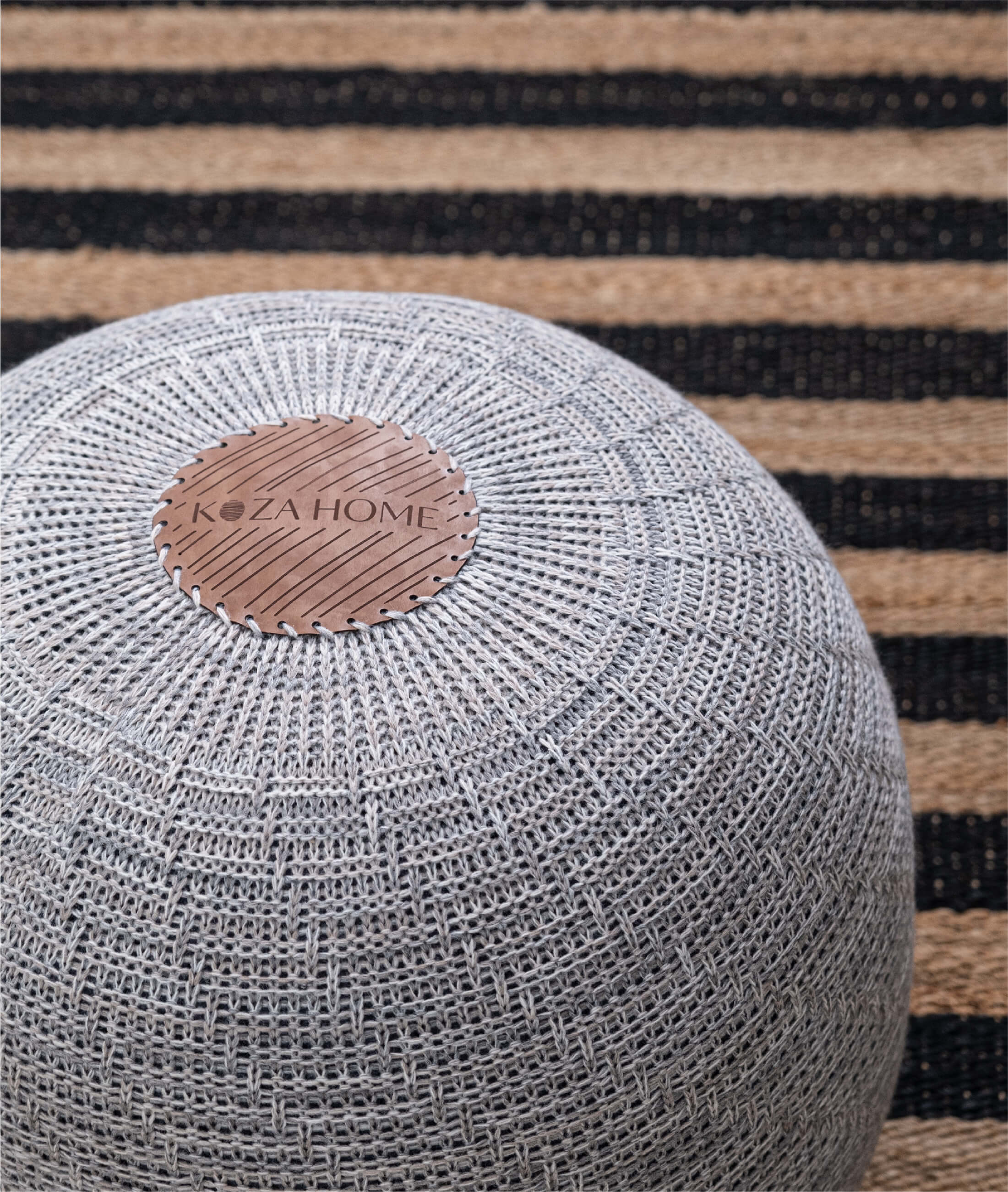 Fluffy Örgü Puf Gri 8007