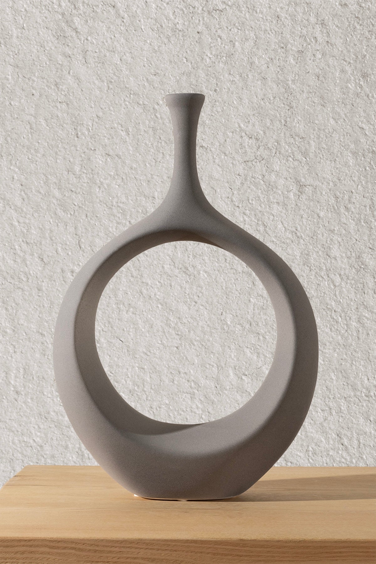 Galante Özel Taş Doku Gri İskandinav Seramik Vazo 10x23x35cm 6270