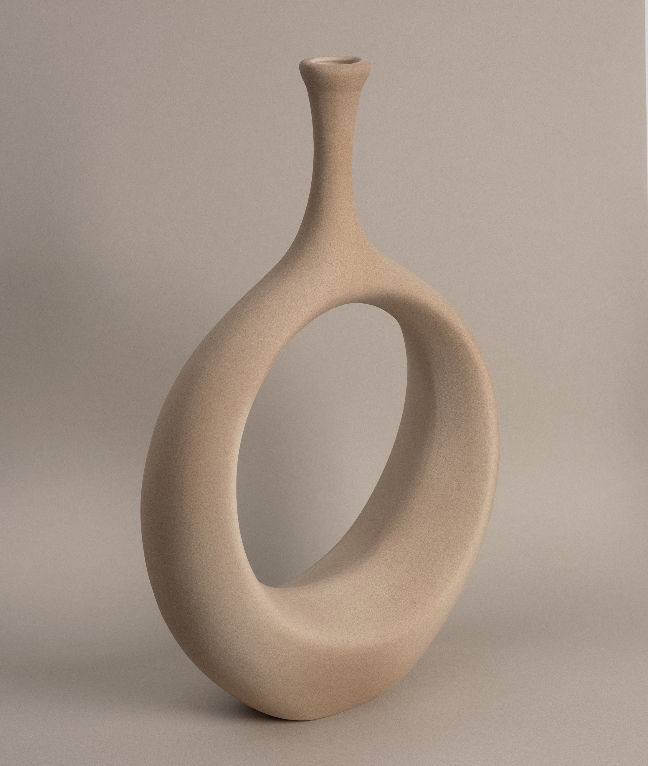 Galante Özel Taş Doku Vizon İskandinav Seramik Vazo 10x30x35cm 6271