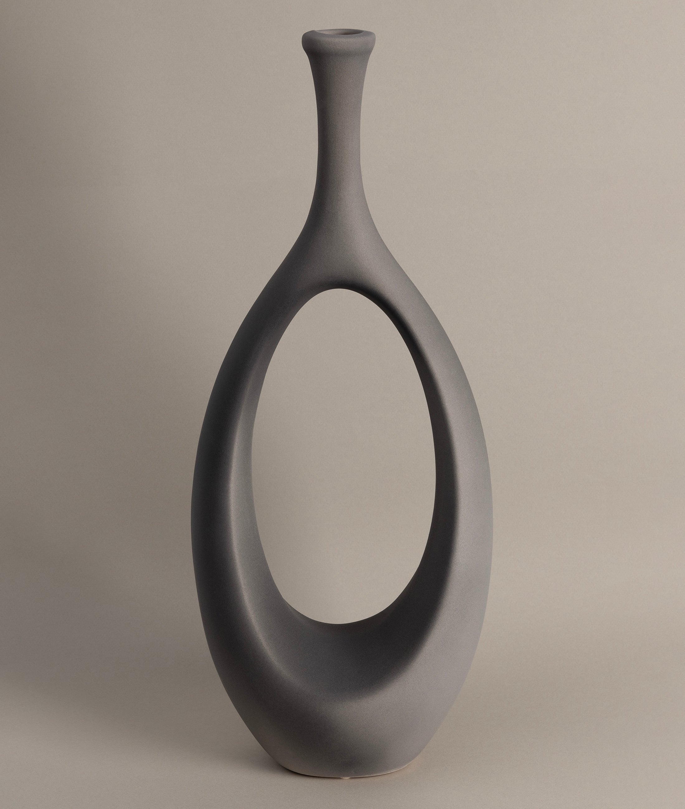Gracil Özel Taş Doku Gri İskandinav Seramik Vazo 20x5x55cm 6267