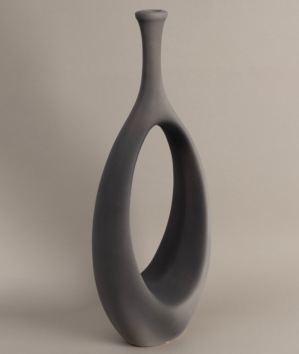 Gracil Özel Taş Doku Gri İskandinav Seramik Vazo 20x5x55cm 6267