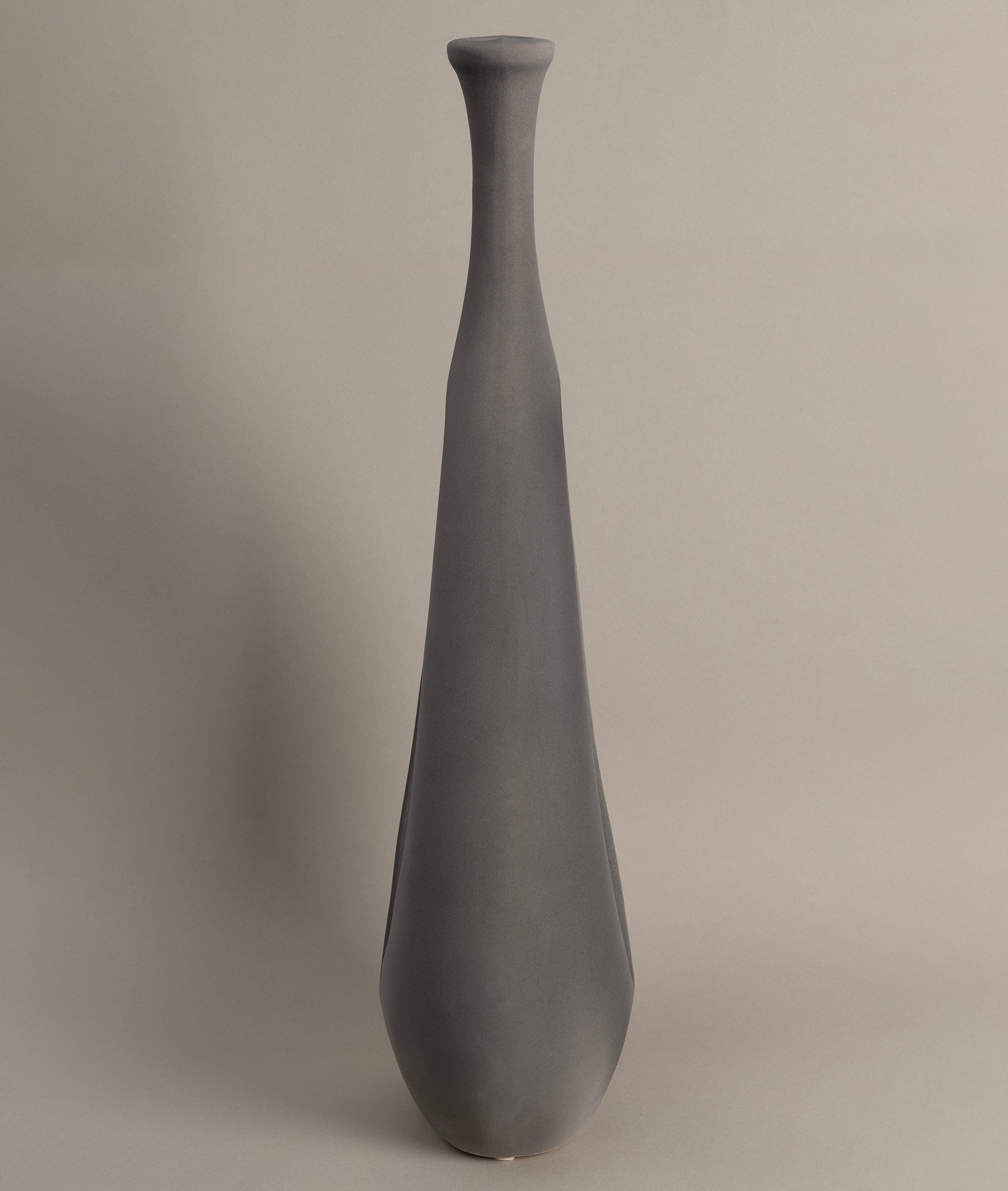 Gracil Özel Taş Doku Gri İskandinav Seramik Vazo 20x5x55cm 6267
