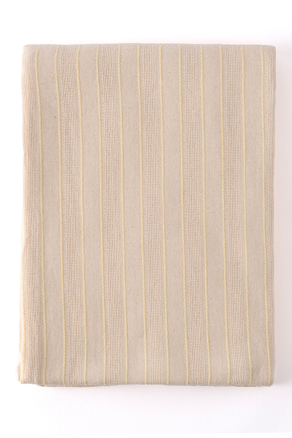 Graın %100 Pamuk Masa Örtüsü Krem-Sarı Bordür Detaylı 140X200 Cm 2596