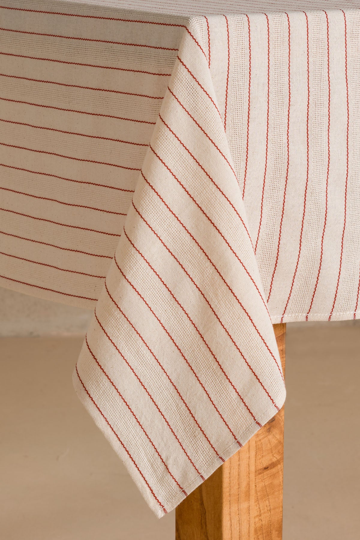 Graın %100 Pamuk Masa Örtüsü Krem-Kiremit Bordür Detaylı 140X200 Cm 2598