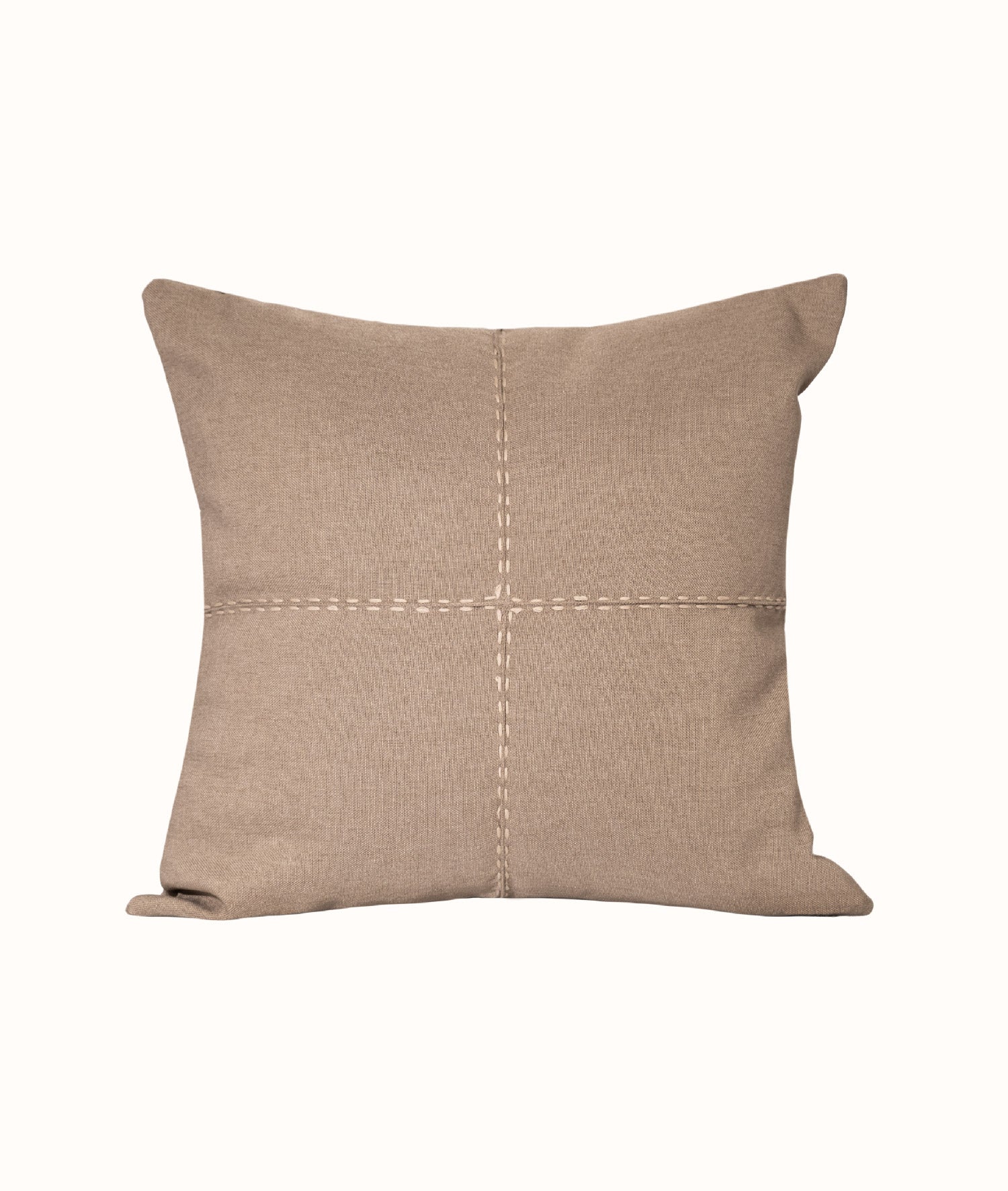 Isla Kahverengi Krem Dikişli Dekoratif Boncuk Elyaf İç Dolgulu Kırlent 43x43 5004