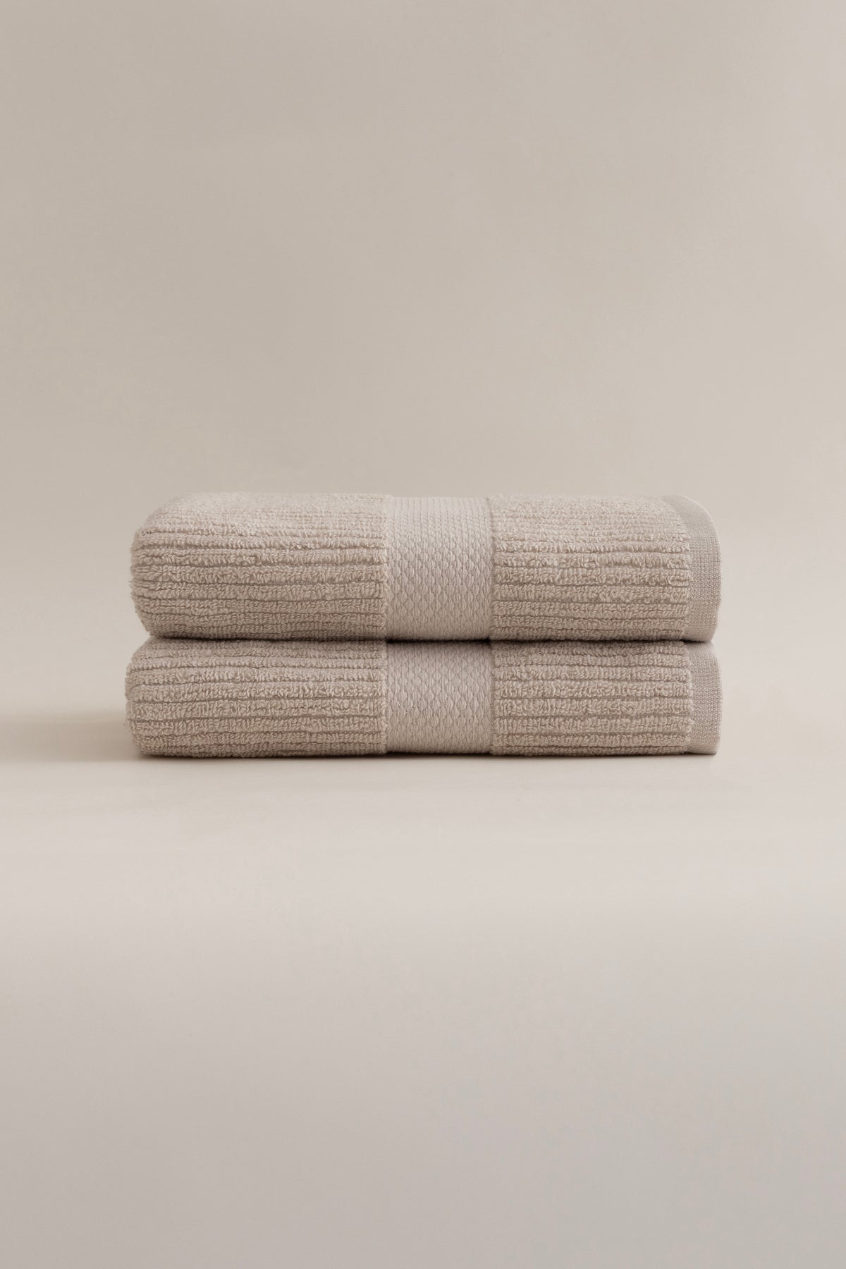 Ivory Bej Fitilli Mikro Fiber %100 Pamuk 2'Li Banyo Havlusu Seti 50 X 90 - 70 X 140 1128A