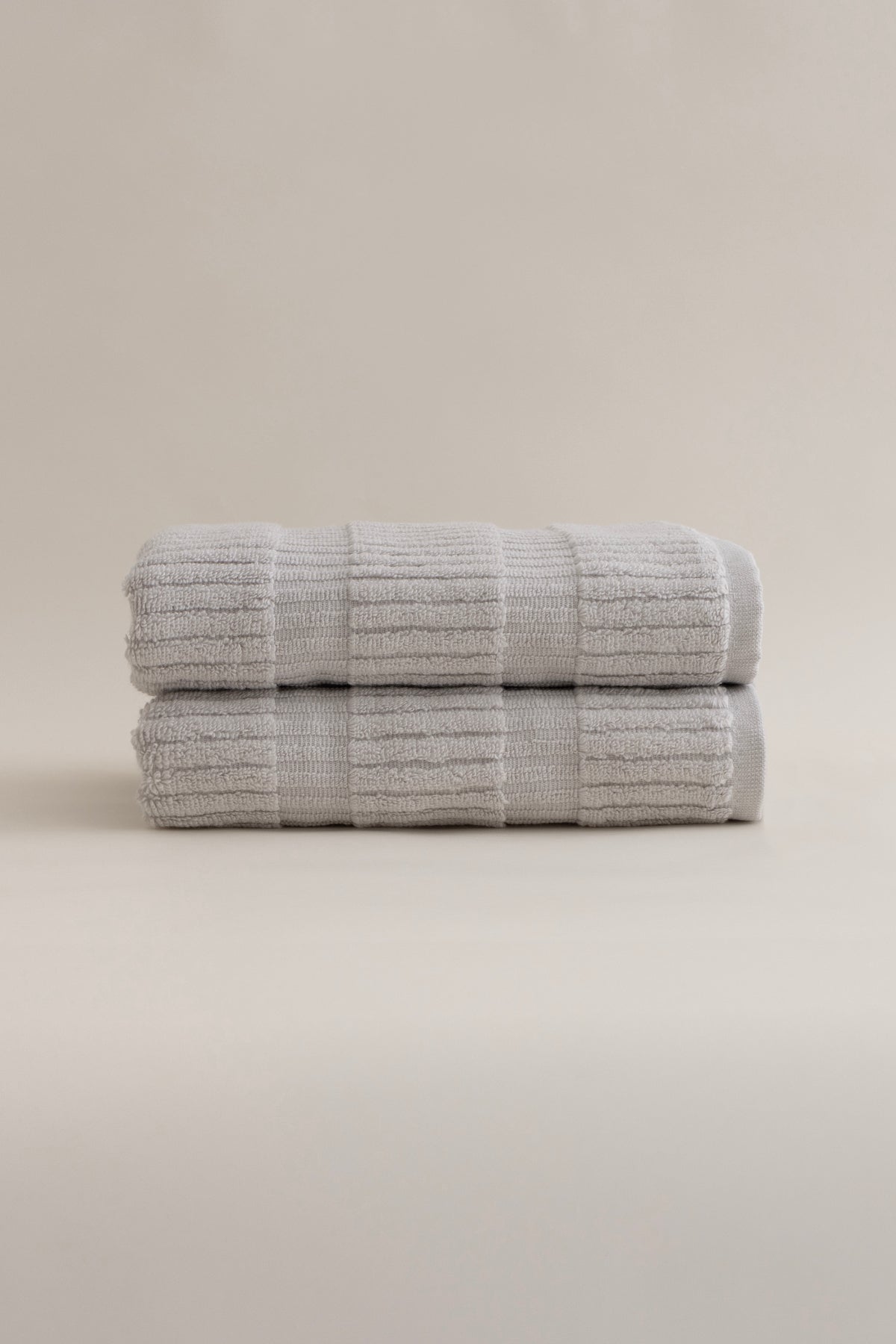 Ivory Gri Bordürlü Mikro Fiber %100 Pamuk 2'Li Banyo Havlusu Seti 50 X 90 - 70 X 140 1102A