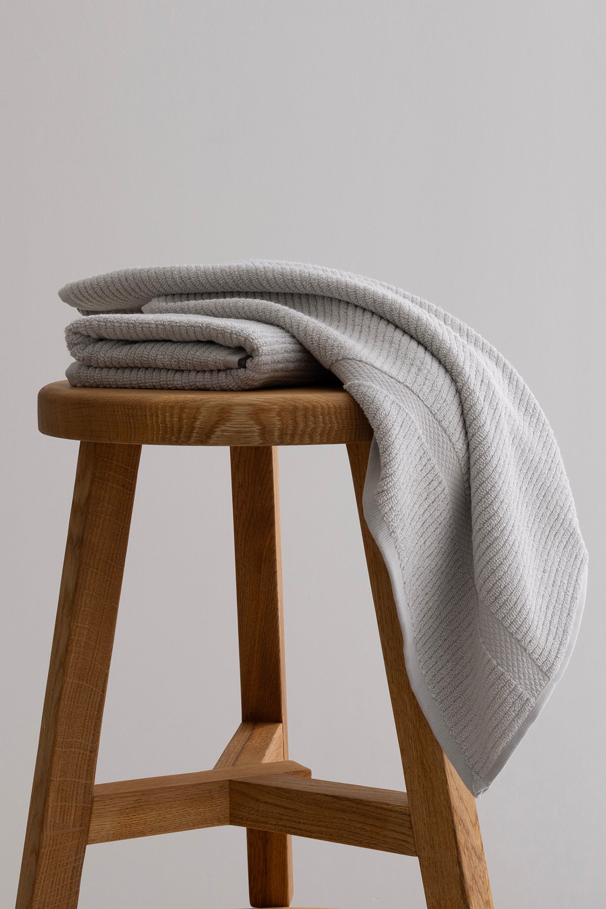Ivory Gri Fitilli Mikro Fiber %100 Pamuk 2'Li Banyo Havlusu Seti 50 X 90 - 70 X 140 1126A