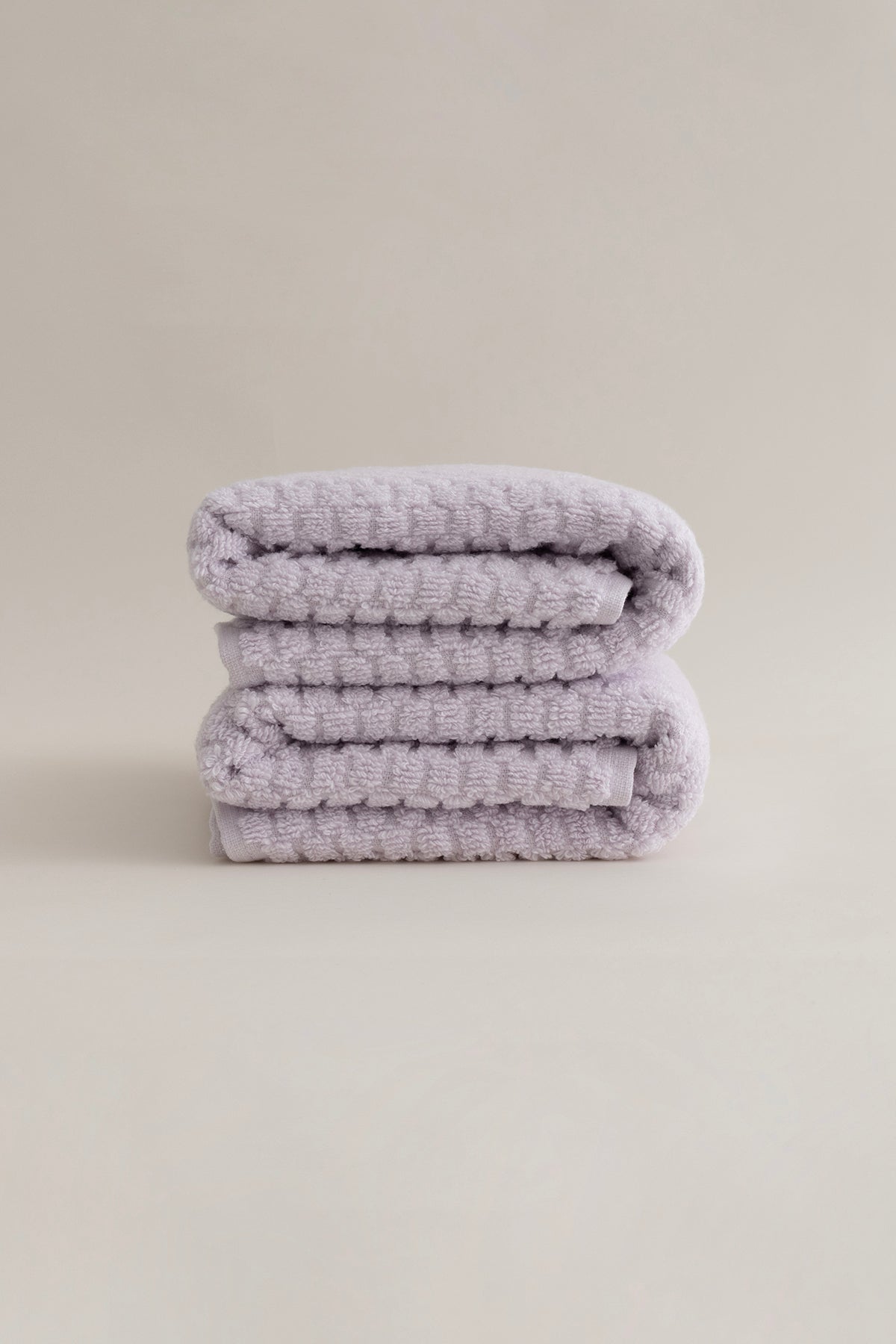 Ivory Lila Kabartma Dokulu Mikro Fiber %100 Pamuk 2'Li Banyo Havlusu Seti 50 X 90 - 70 X 140 1117A