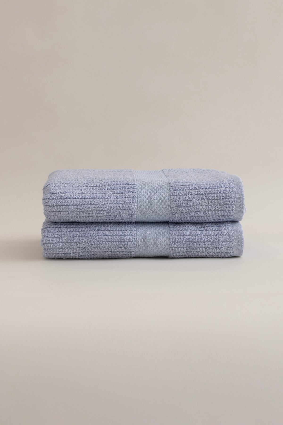 Ivory Mavi Fitilli Mikro Fiber %100 Pamuk 2'Li Banyo Havlusu Seti 50 X 90 - 70 X 140 1130A