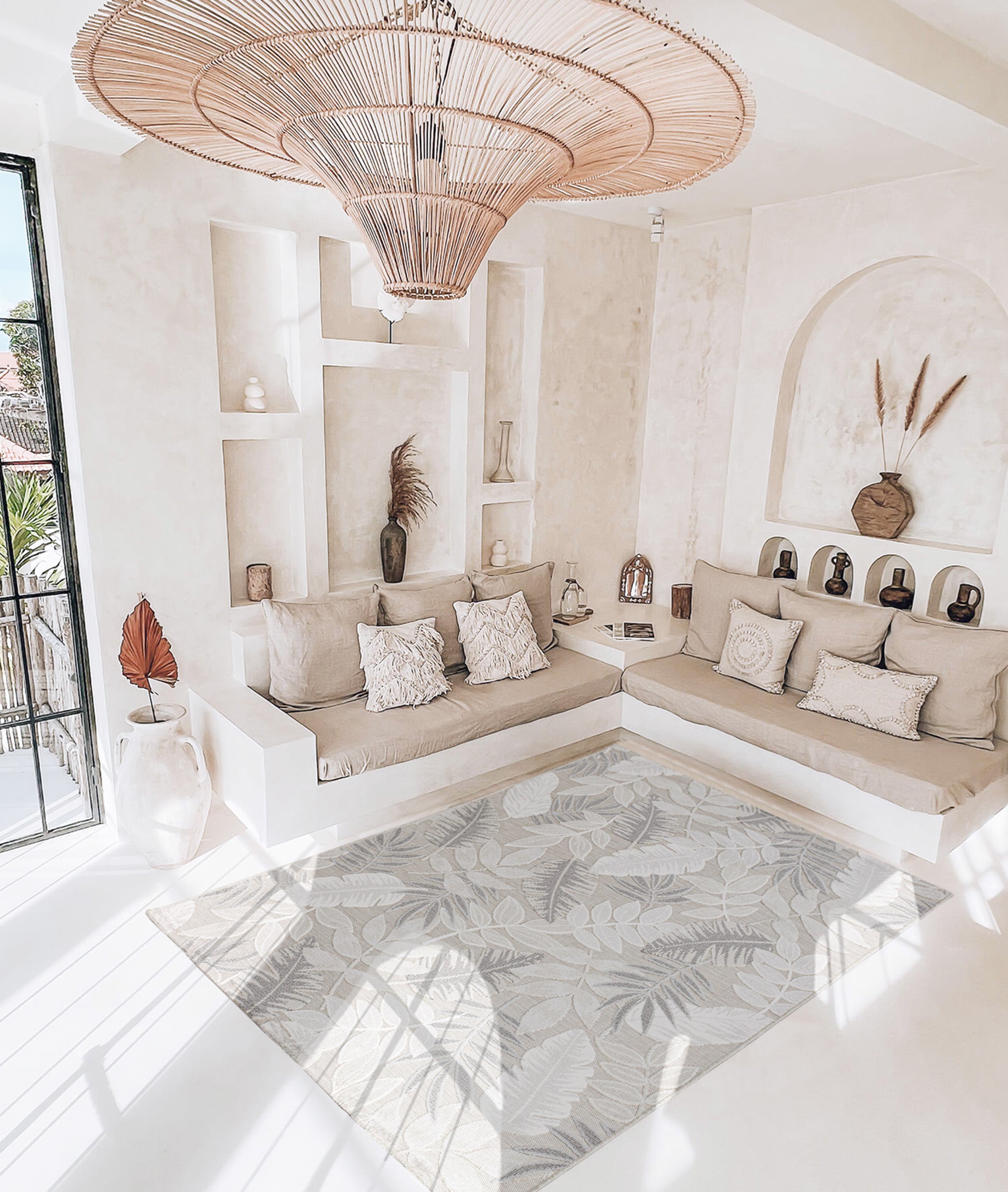 Koza Garden Gri Halı Kilim Balkon Teras Bahçe Salon Koridor Makine Halısı 65256