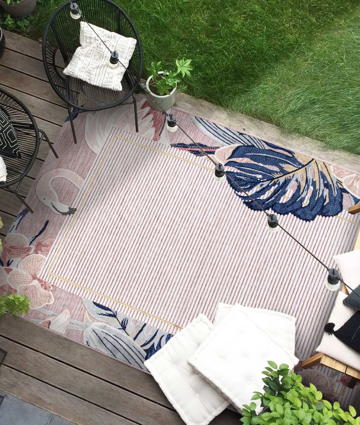 Koza Garden Pembe Halı Kilim Balkon Teras Bahçe Salon Koridor Makine Halısı 65240