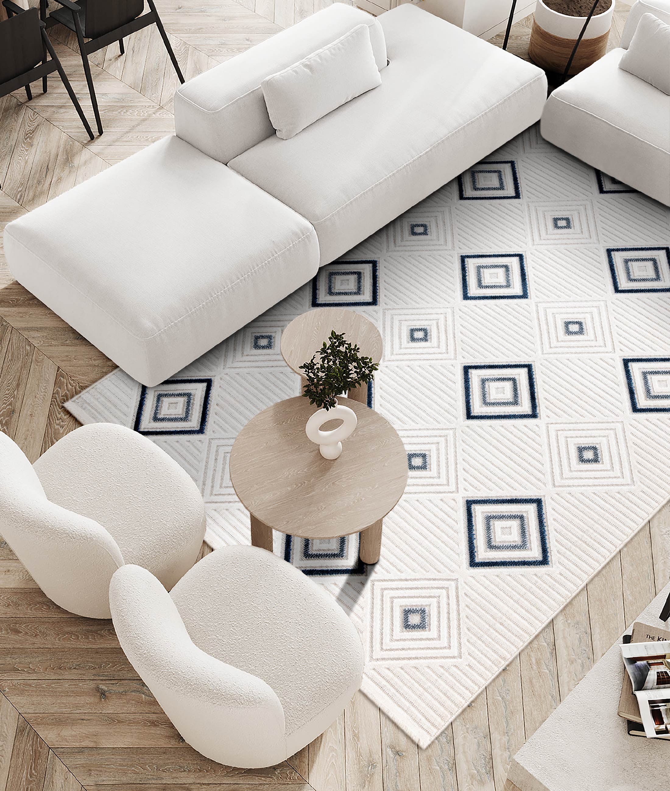 Koza Meridyen Mavi Halı Kilim Balkon Teras Bahçe Salon Koridor Makine Halısı 65300