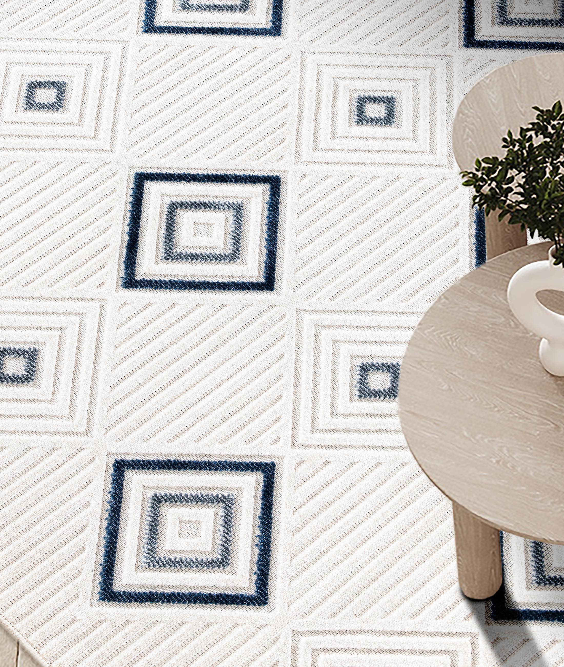 Koza Meridyen Mavi Halı Kilim Balkon Teras Bahçe Salon Koridor Makine Halısı 65300