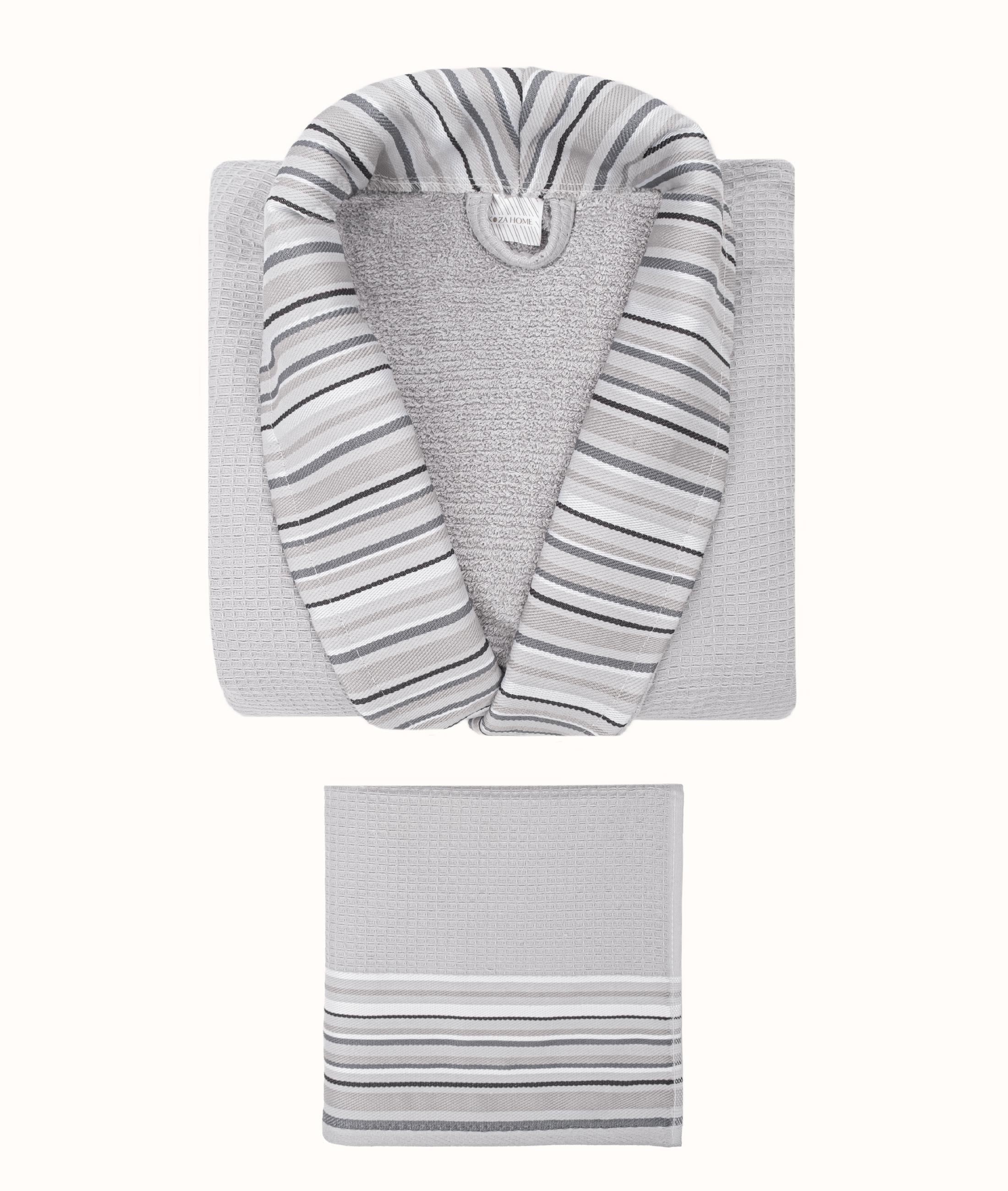 Limira 2'li Set Gri Pamuk 1 Bornoz L-XL 1 Çeyiz Havlu 50x90 2237