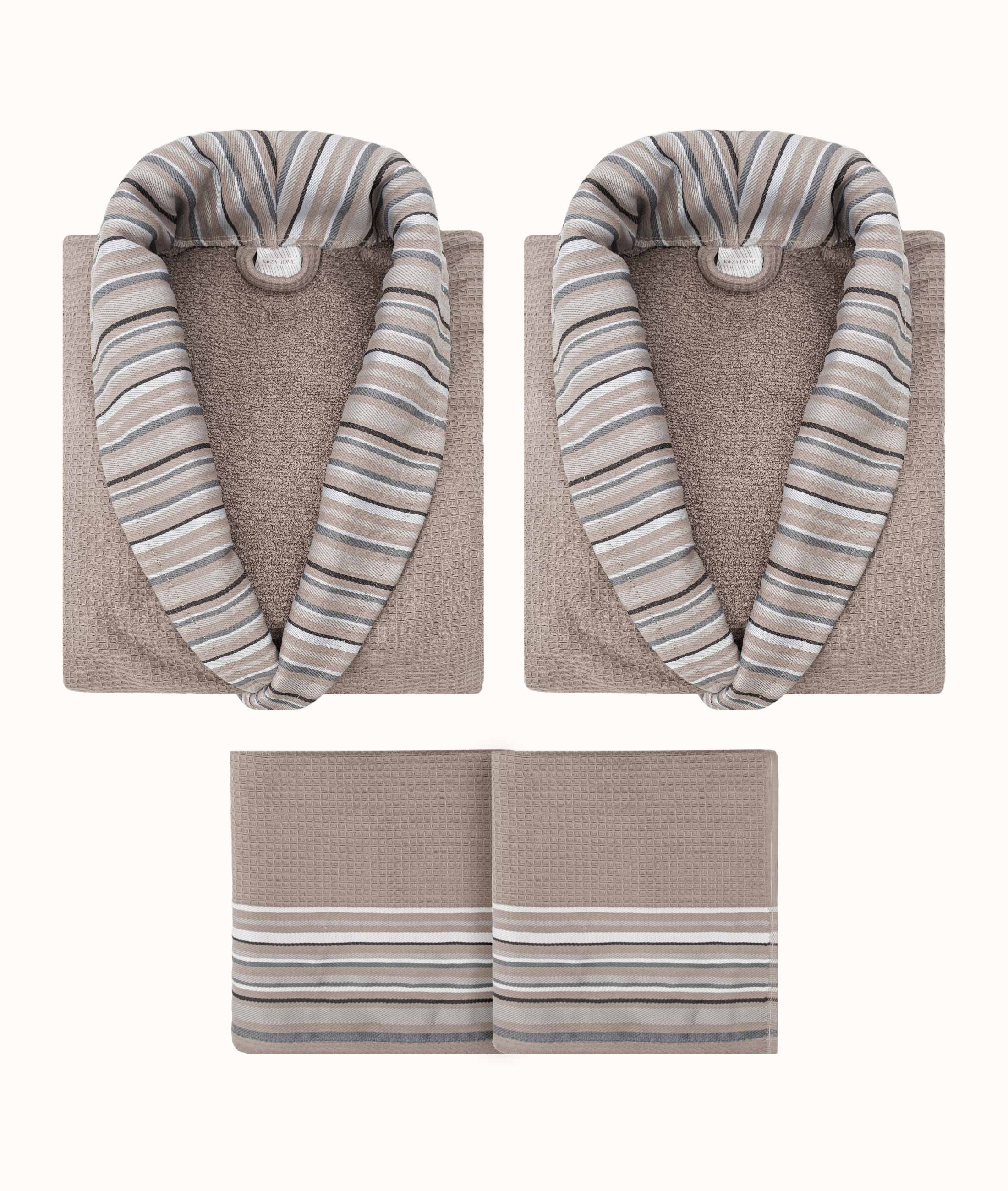 Limira 4'lü Set Vizon Pamuk 2 Bornoz (1 S-M)-(1 L-XL) 2 Çeyiz Havlu 50x90 2238