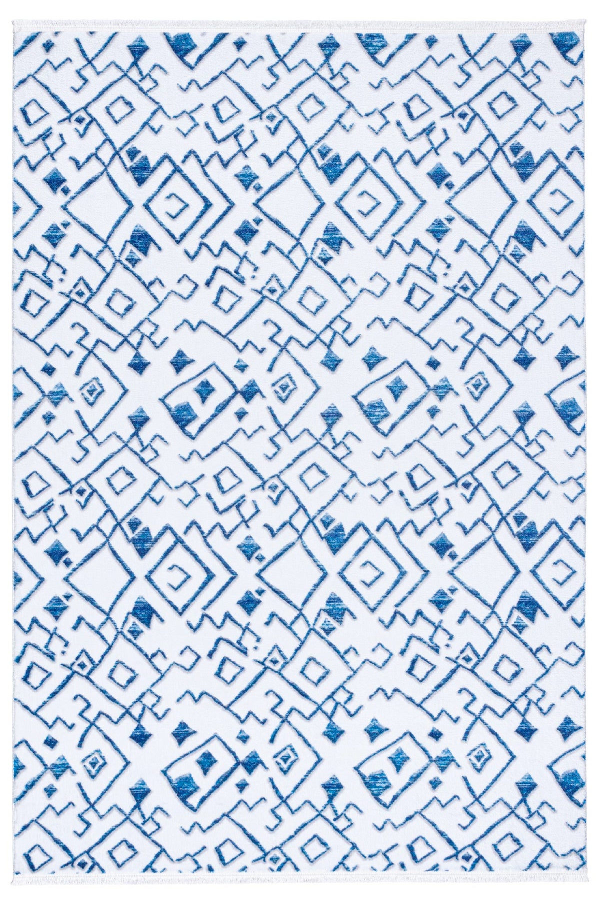 Maze Flux Mavi Desenli Peluş Halı 7451