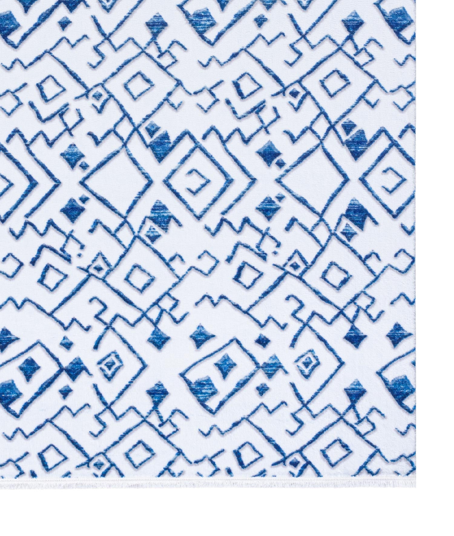 Maze Flux Mavi Desenli Peluş Halı 7451