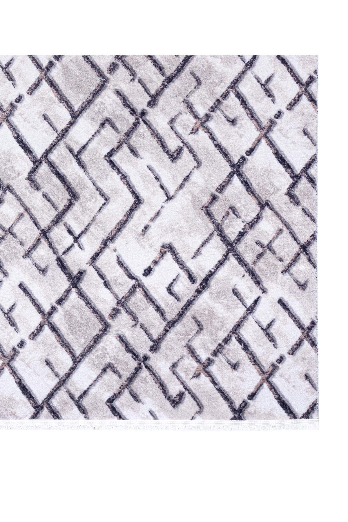 Maze Link Bakır Desenli Peluş Halı 7455