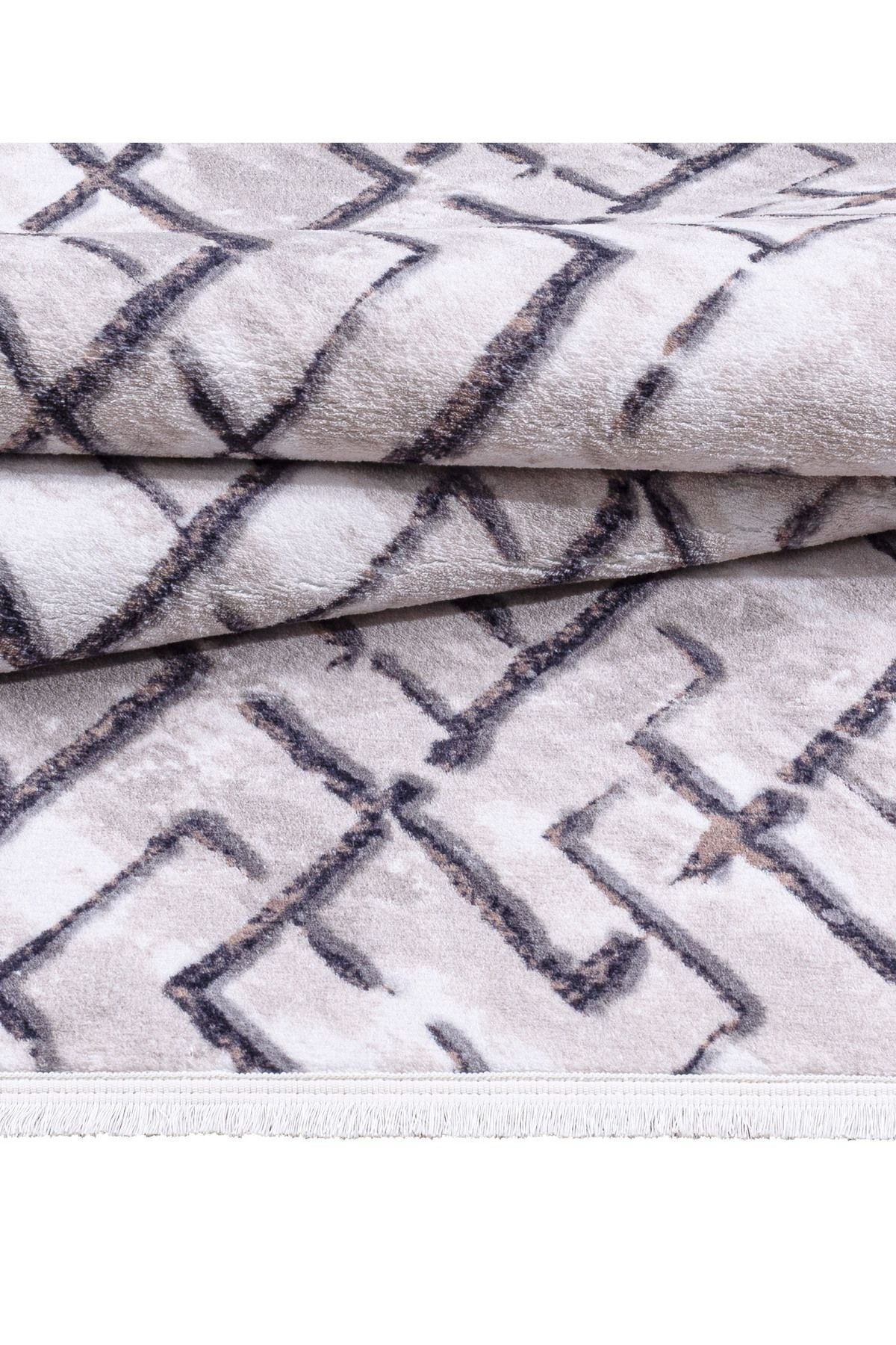 Maze Link Bakır Desenli Peluş Halı 7455