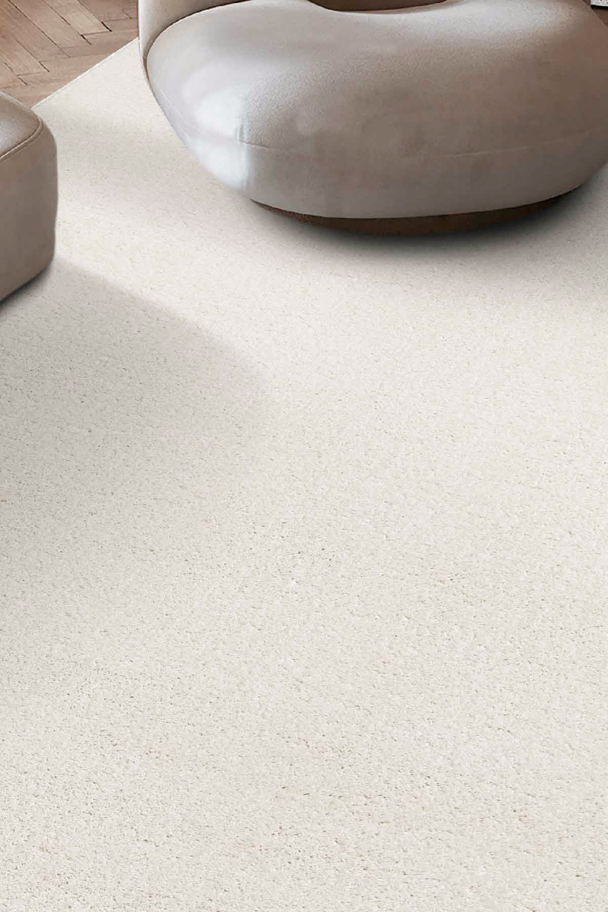 Maze Plain Ekru Kaymaz Taban Peluş Halı 19878