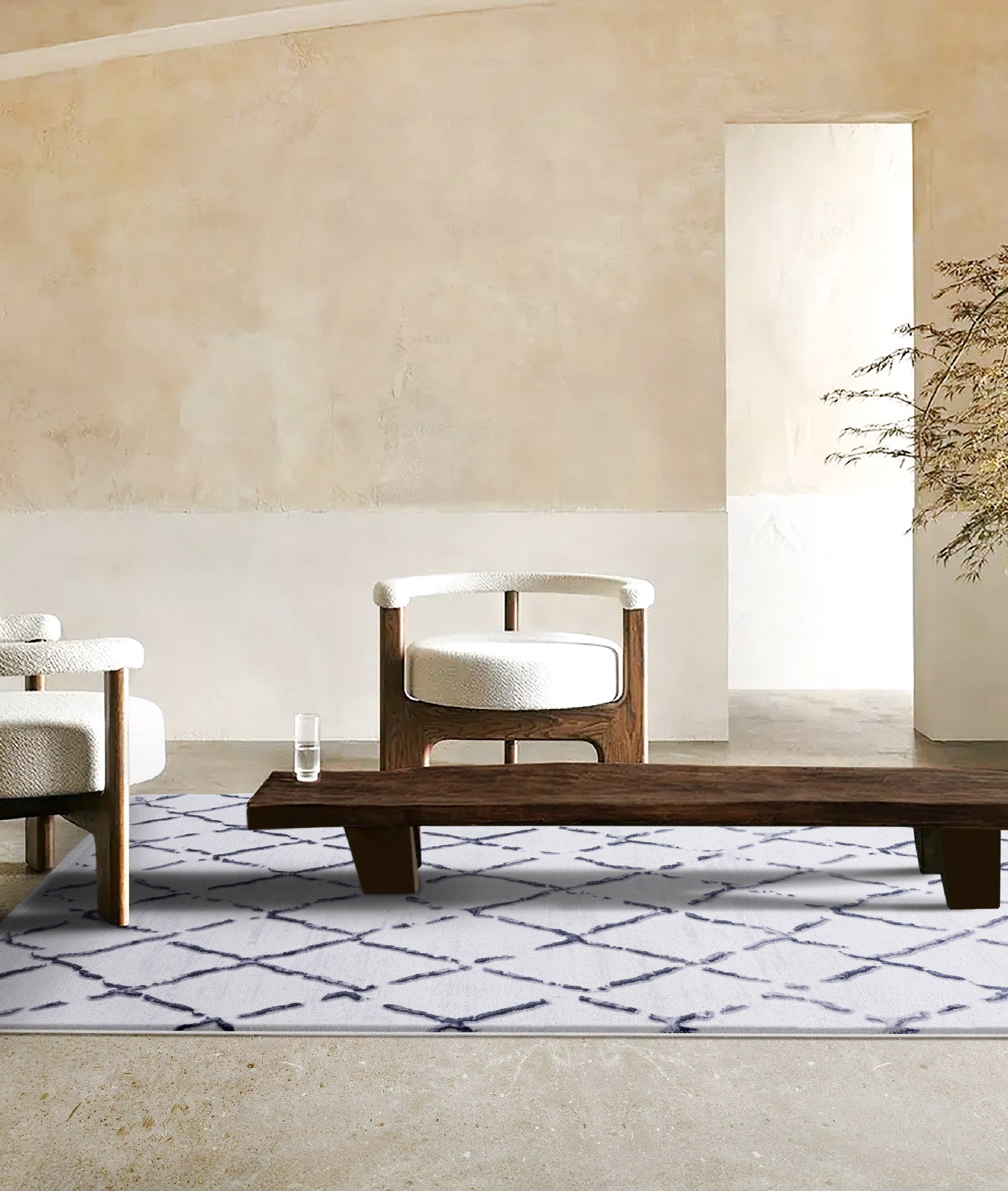 Maze Tile Antrasit Desenli Peluş Halı 7454