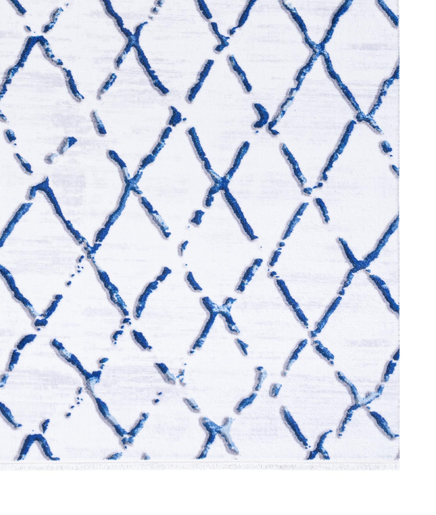 Maze Tile Navy Desenli Peluş Halı 7452