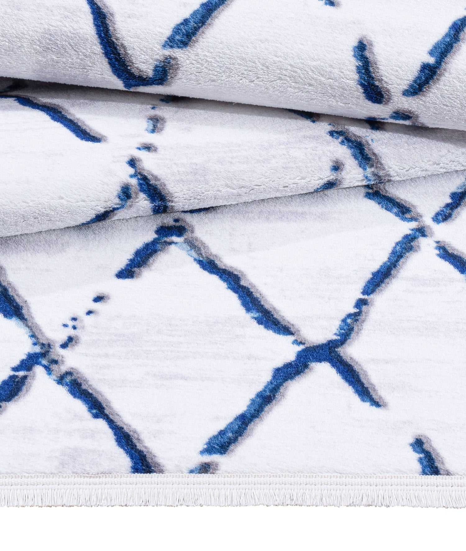 Maze Tile Navy Desenli Peluş Halı 7452