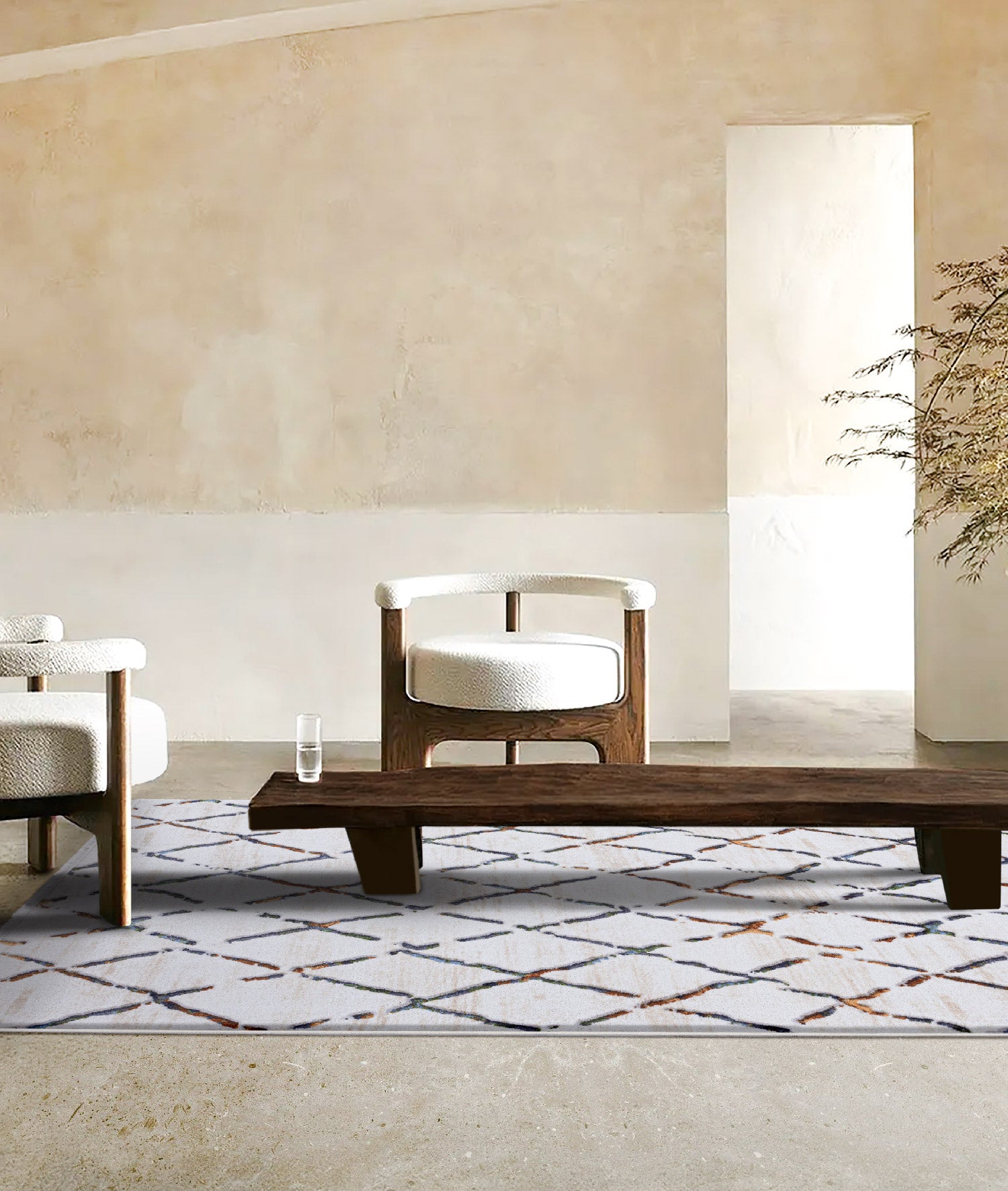 Maze Tile Toprak Desenli Peluş Halı 7453