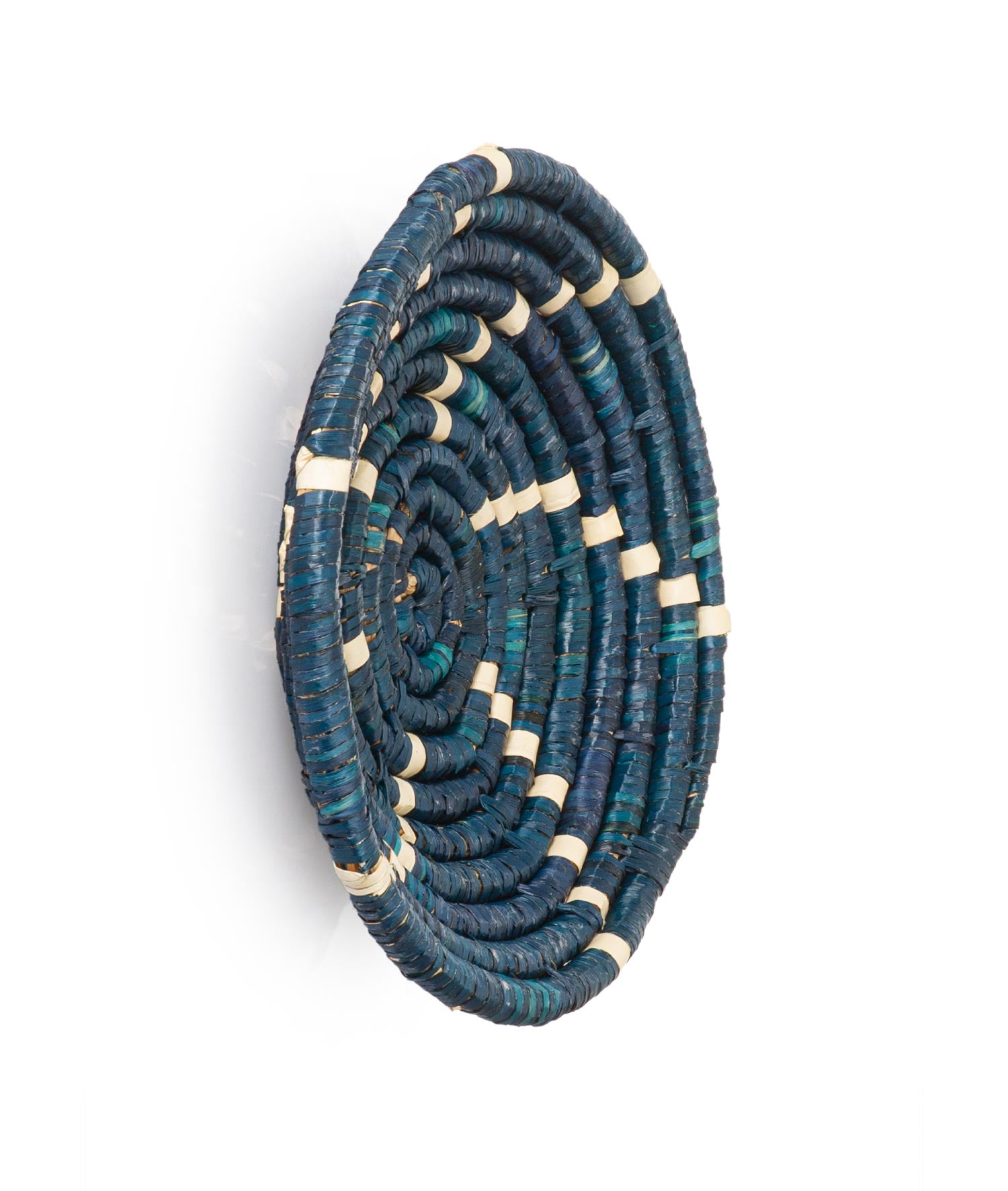 Meander Dekoratif Lacivert Desenli Bambu Duvar Tabağı 30cm 8995