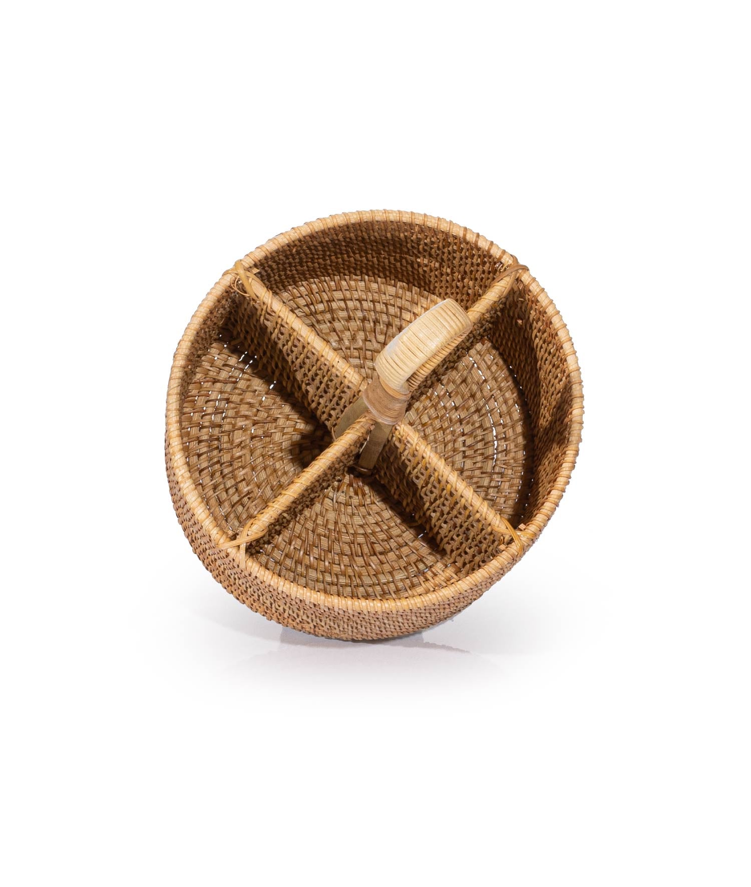 Meander El Yapımı Rattan Yuvarlak 4 Bölmeli Kaşıklık 8887