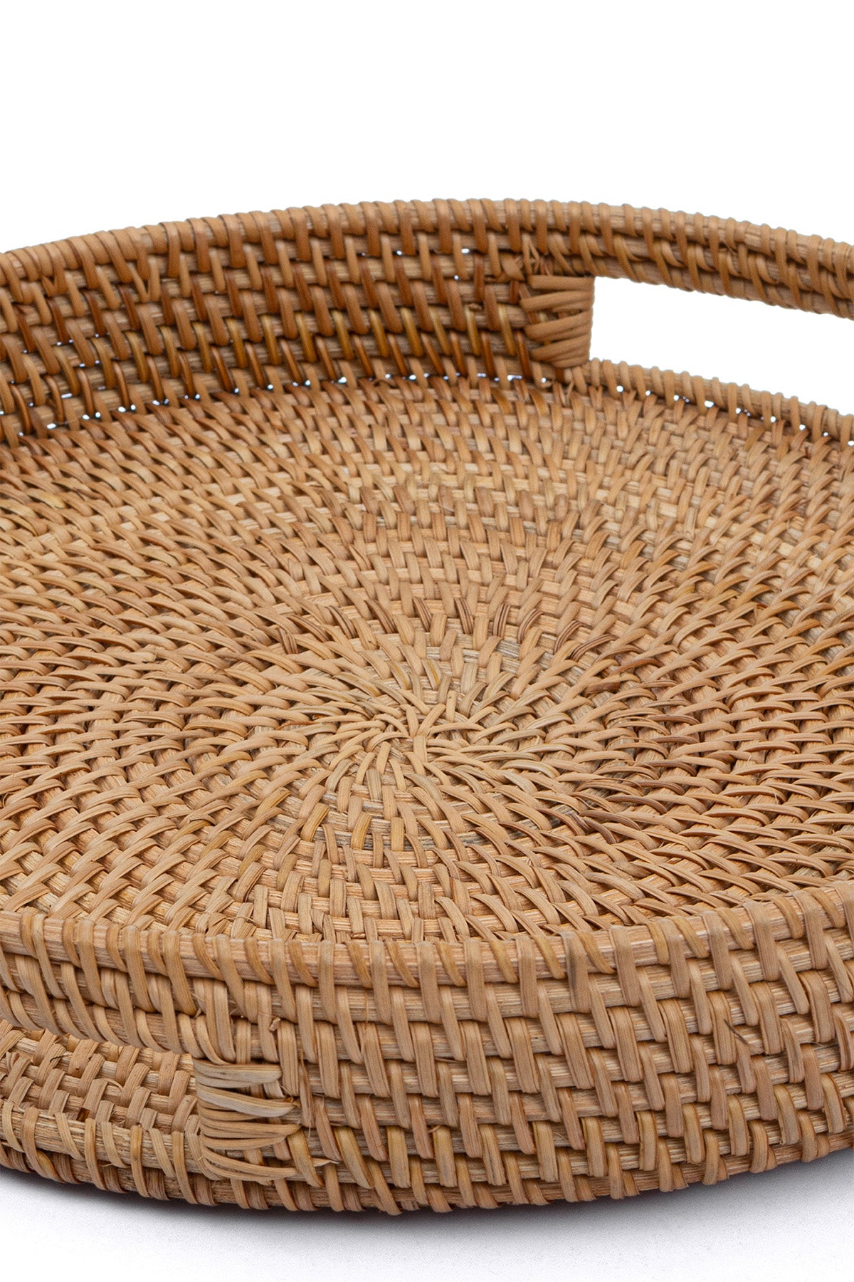 Meander El Yapımı Yuvarlak Büyük Boy Rattan Çok Amaçlı Kulplu Tepsi 35cm 8981