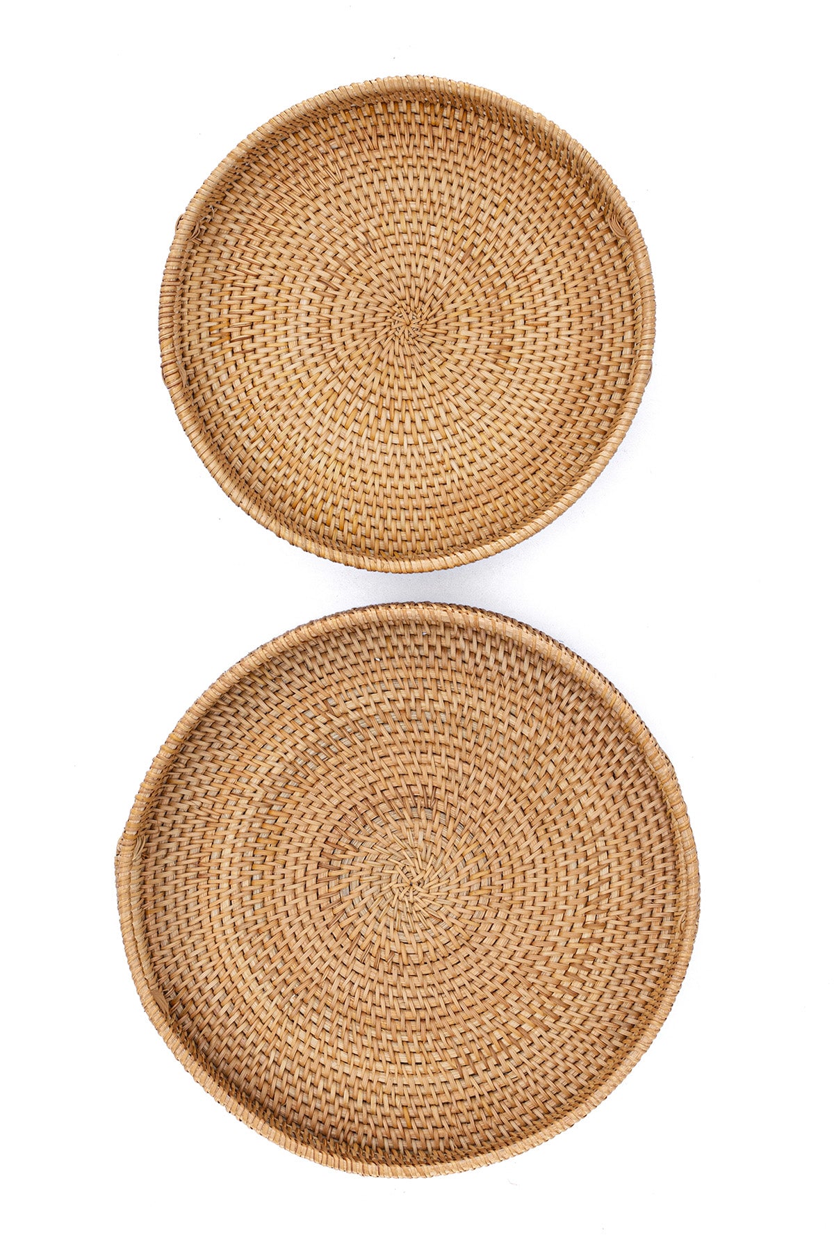 Meander El Yapımı Yuvarlak Büyük Boy Rattan Çok Amaçlı Kulplu Tepsi 35cm 8981