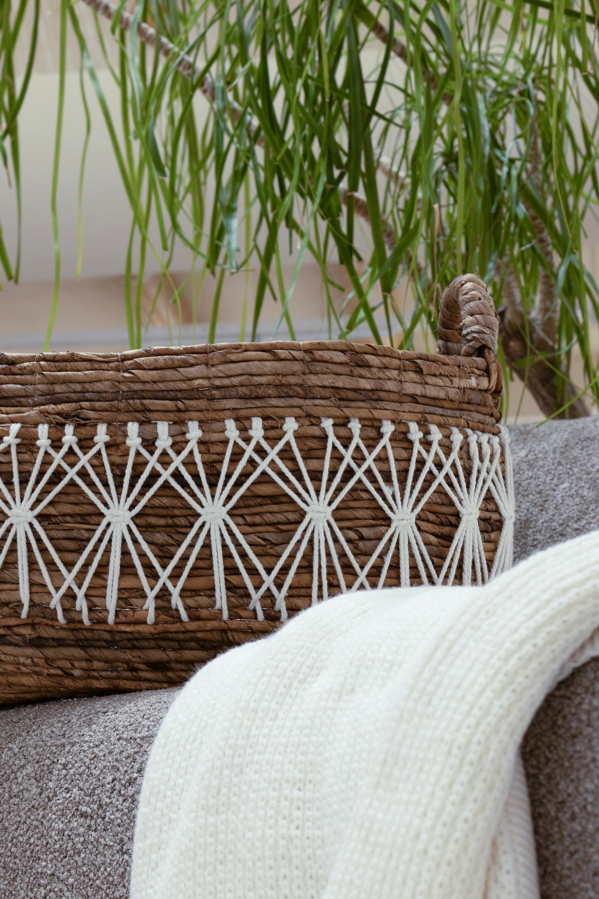 Meander Makrome Doğal El Yapımı Sepet 40x30x23 9069