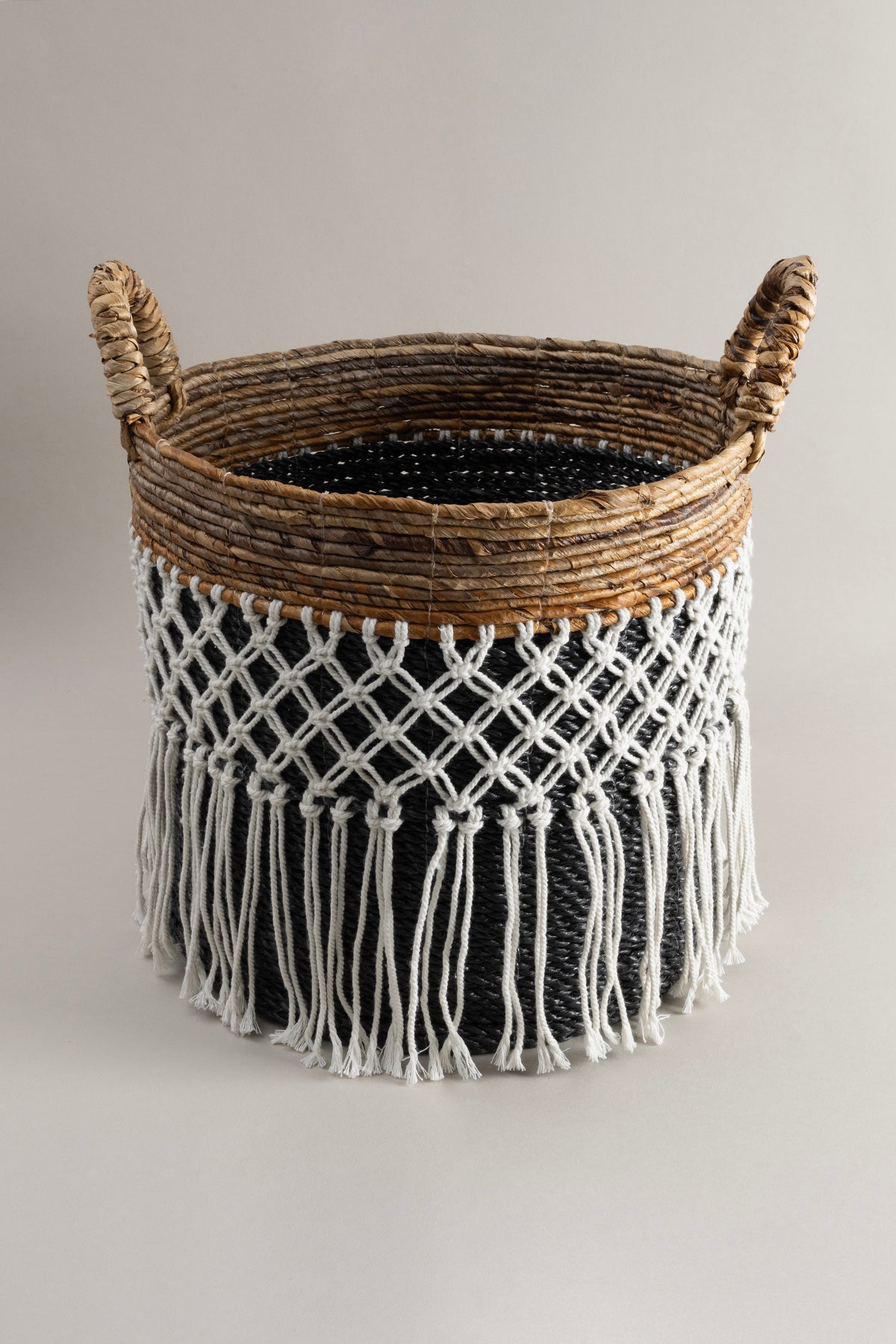 Meander Makrome Örgülü Doğal El Yapımı Sepet 40x37 9067