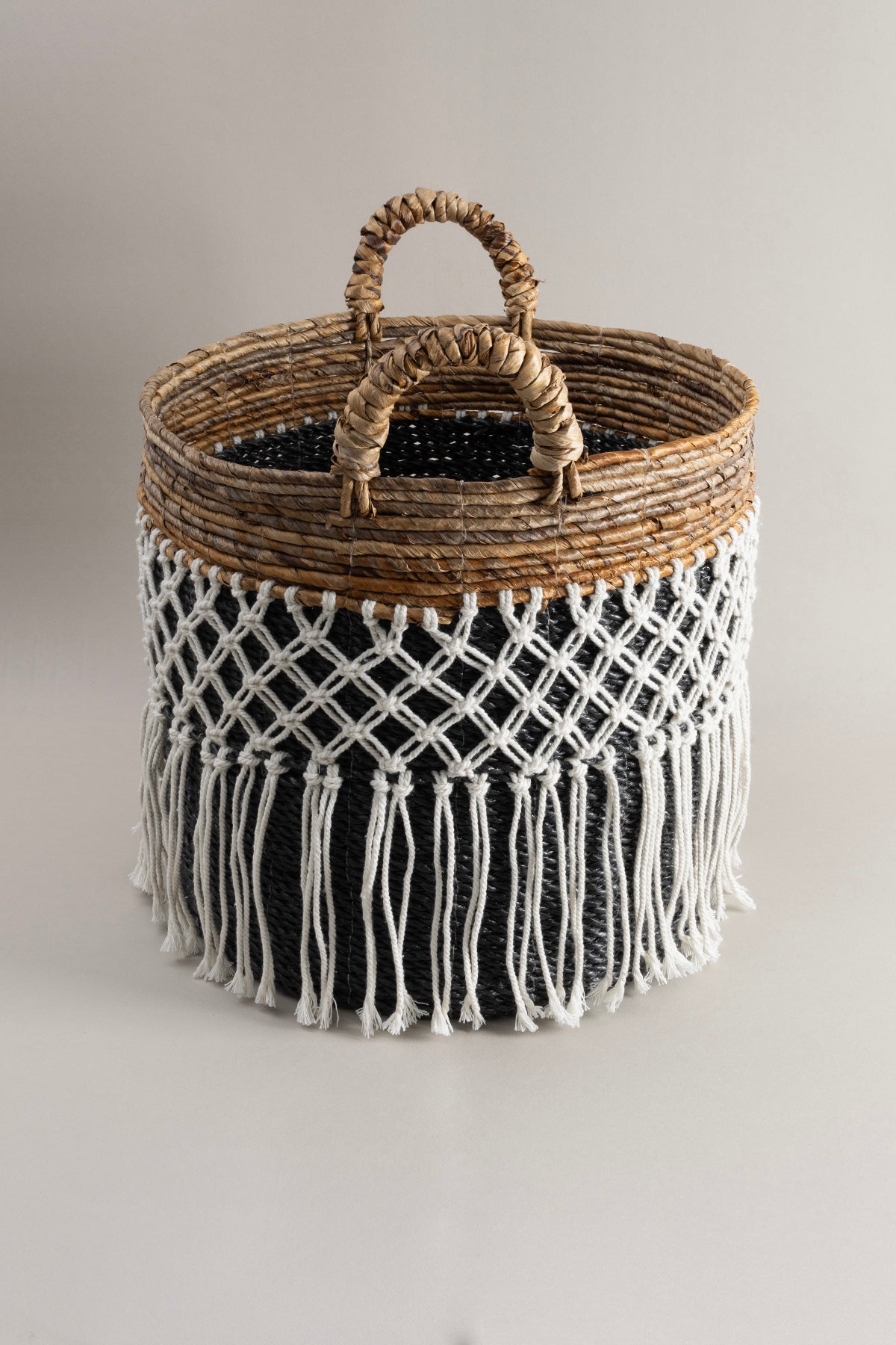 Meander Makrome Örgülü Doğal El Yapımı Sepet 40x37 9067