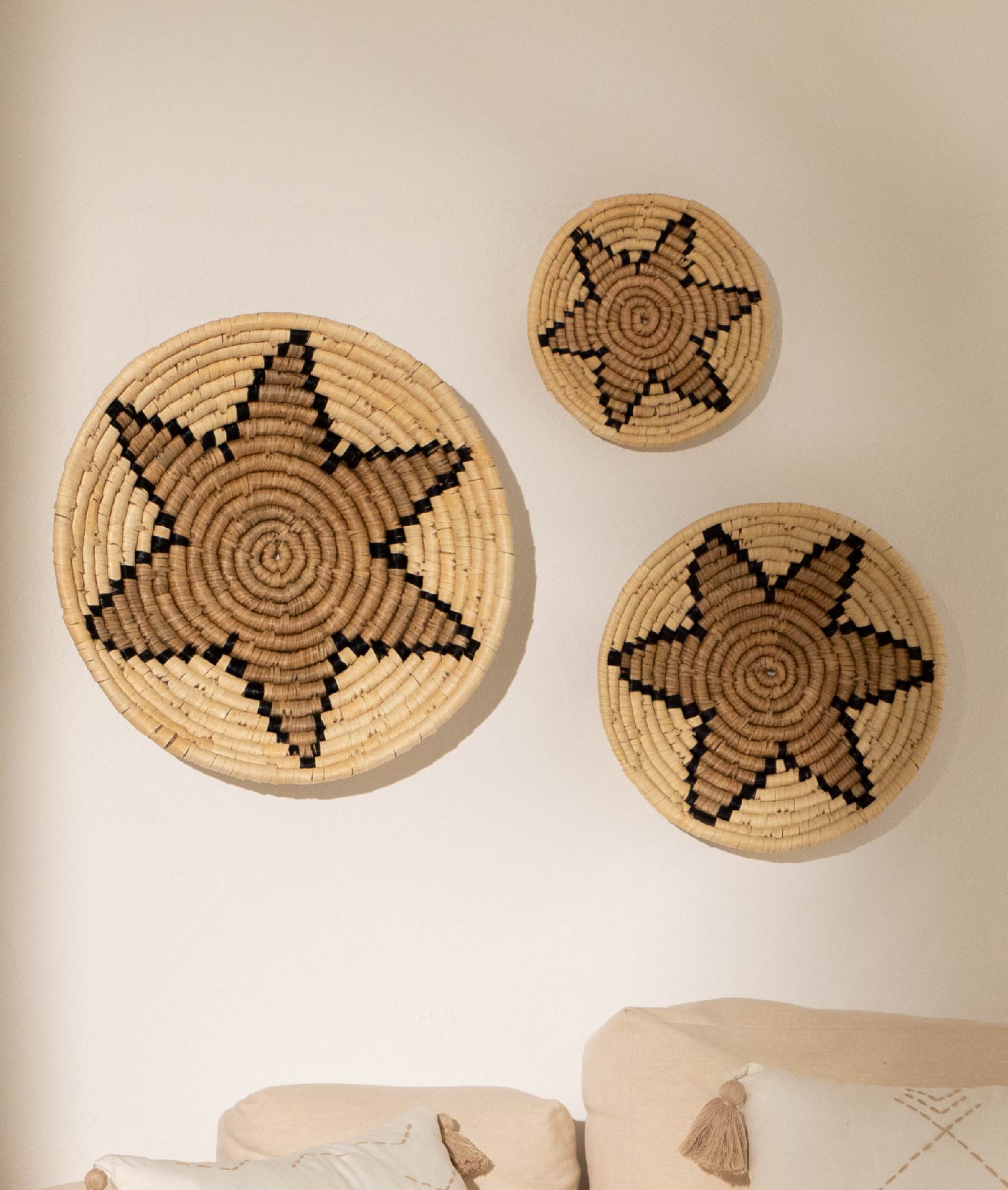 Meander  Natural Bambu Afrikan El Yapımı Yıldız Duvar Tabağı Dekoru 8820