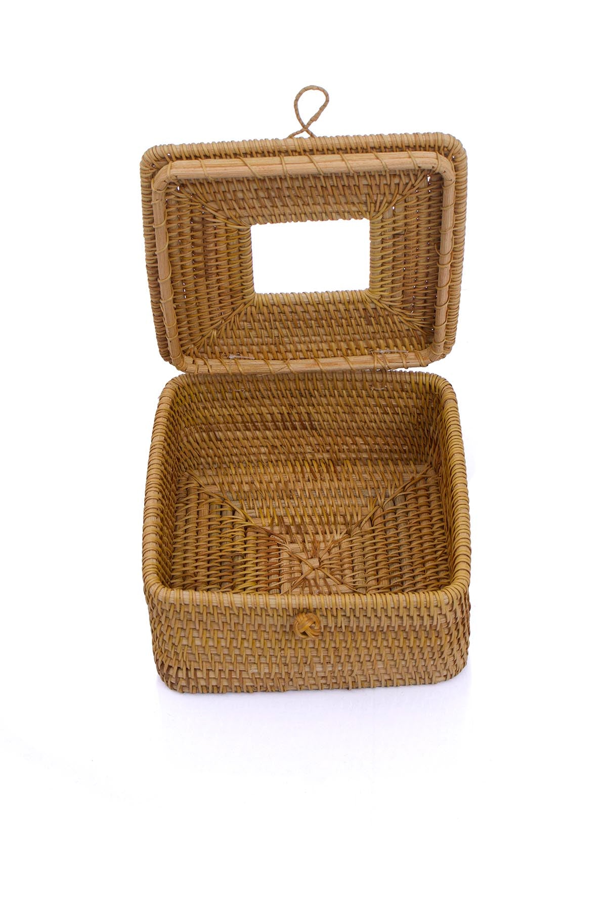 Meander Rattan El Yapımı Kare Büyük Boy Peçetelik 18x18x13cm 8923