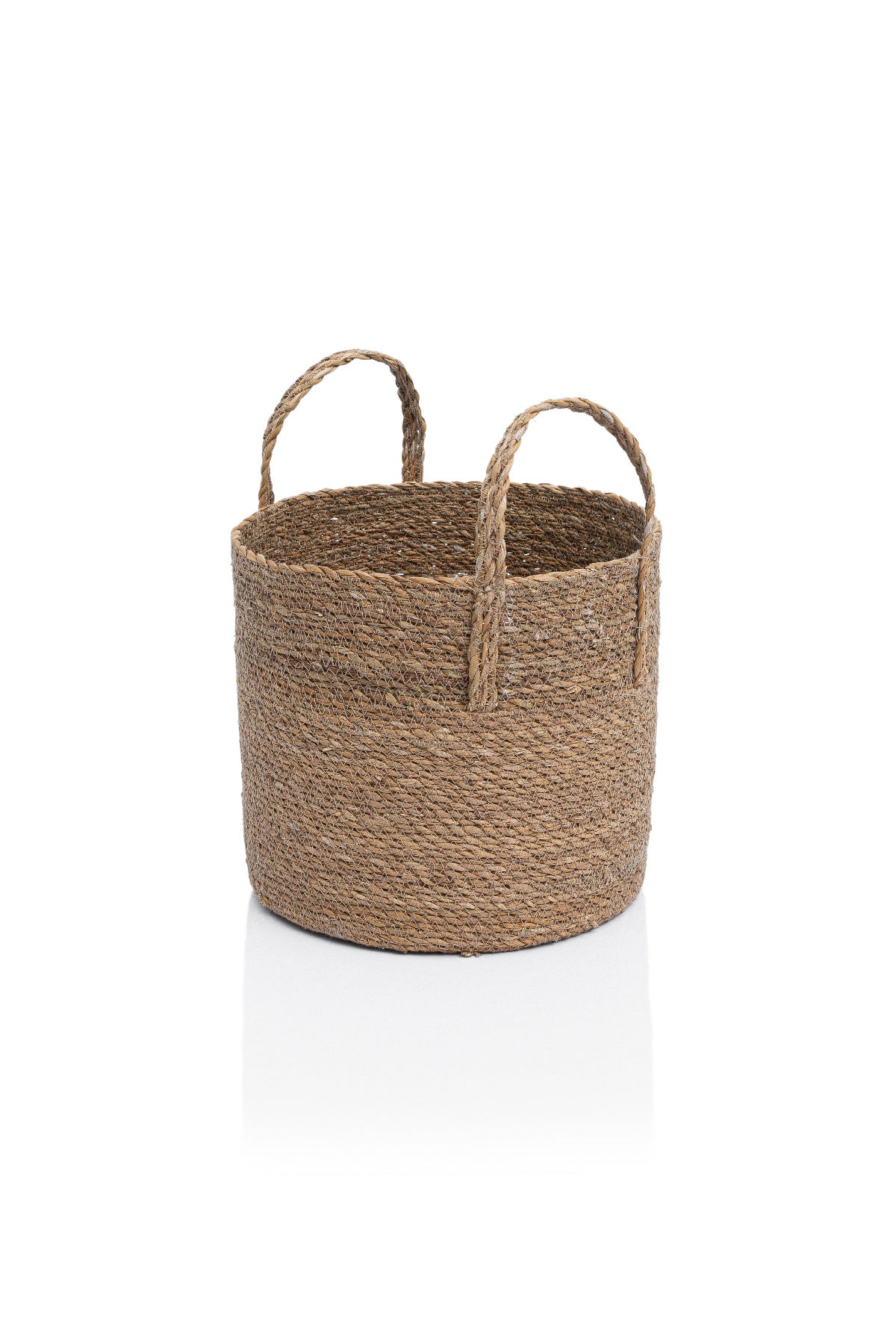 Meander Su Sümbülü Dekoratif Natural Bej Kulplu Sepet 25x25 5052