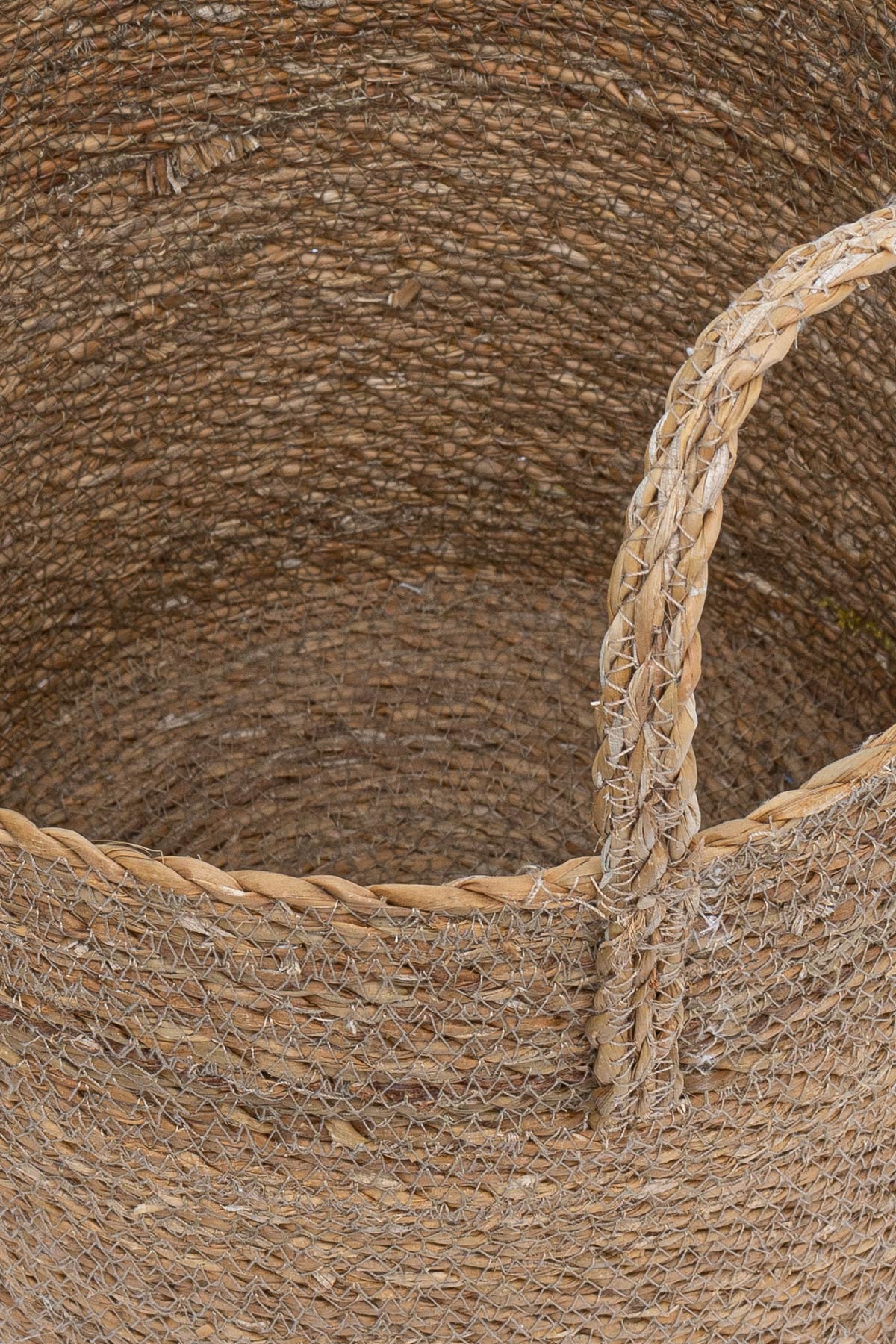 Meander Su Sümbülü Dekoratif Natural Bej Kulplu Sepet 25x25 5052