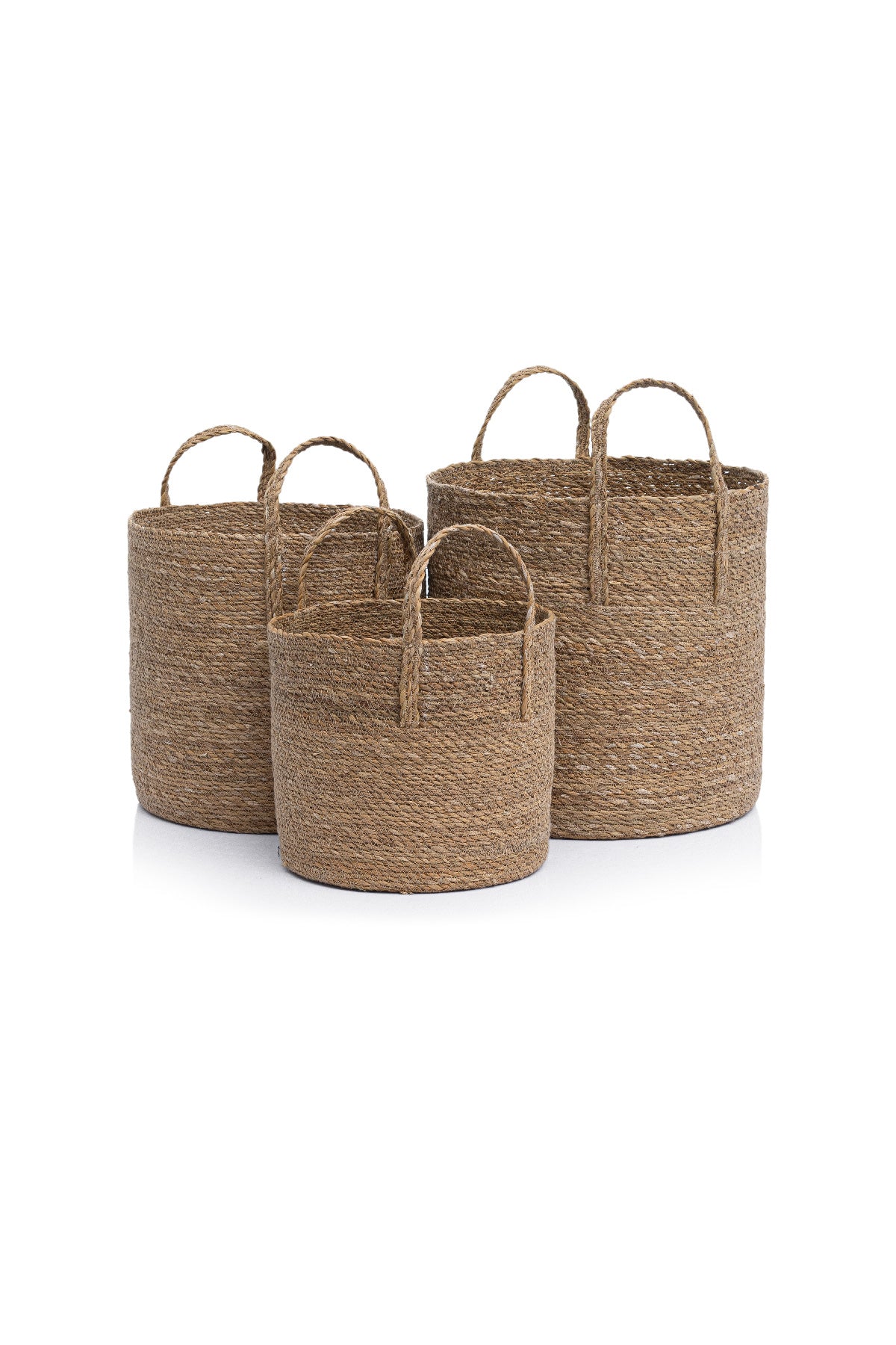 Meander Su Sümbülü Dekoratif Natural Bej Kulplu Sepet 25x25 5052