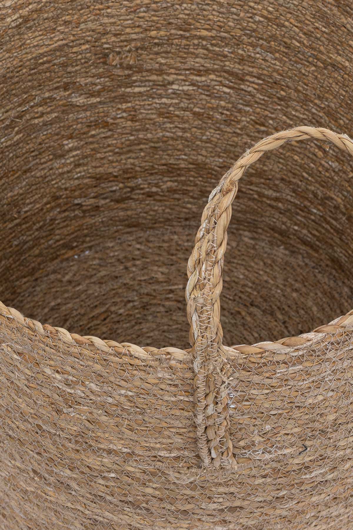 Meander Su Sümbülü Dekoratif Natural Bej Kulplu Sepet 30x30 5051