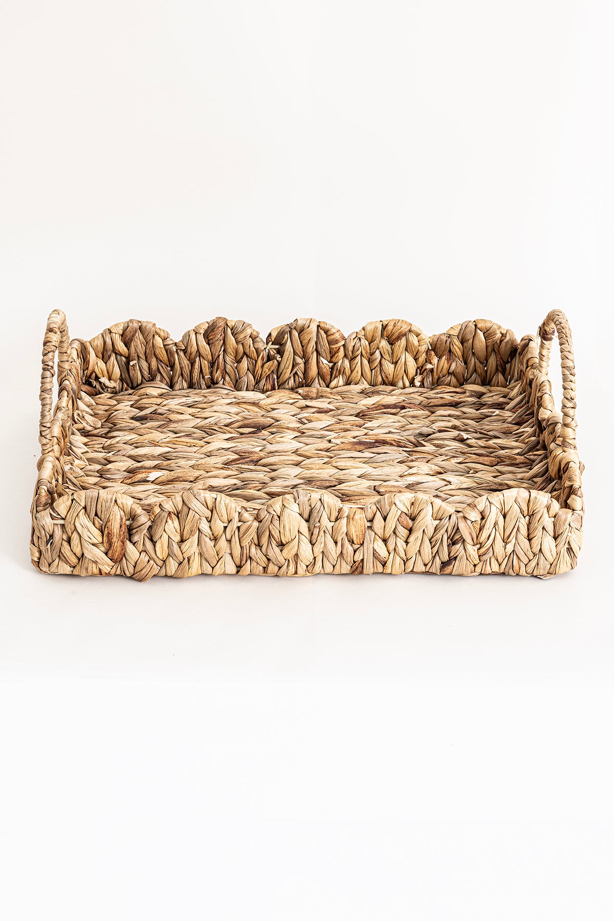 Meander Su Sümbülü Dikdörtgen Kulplu Desenli Tepsi 2'li Set 5119