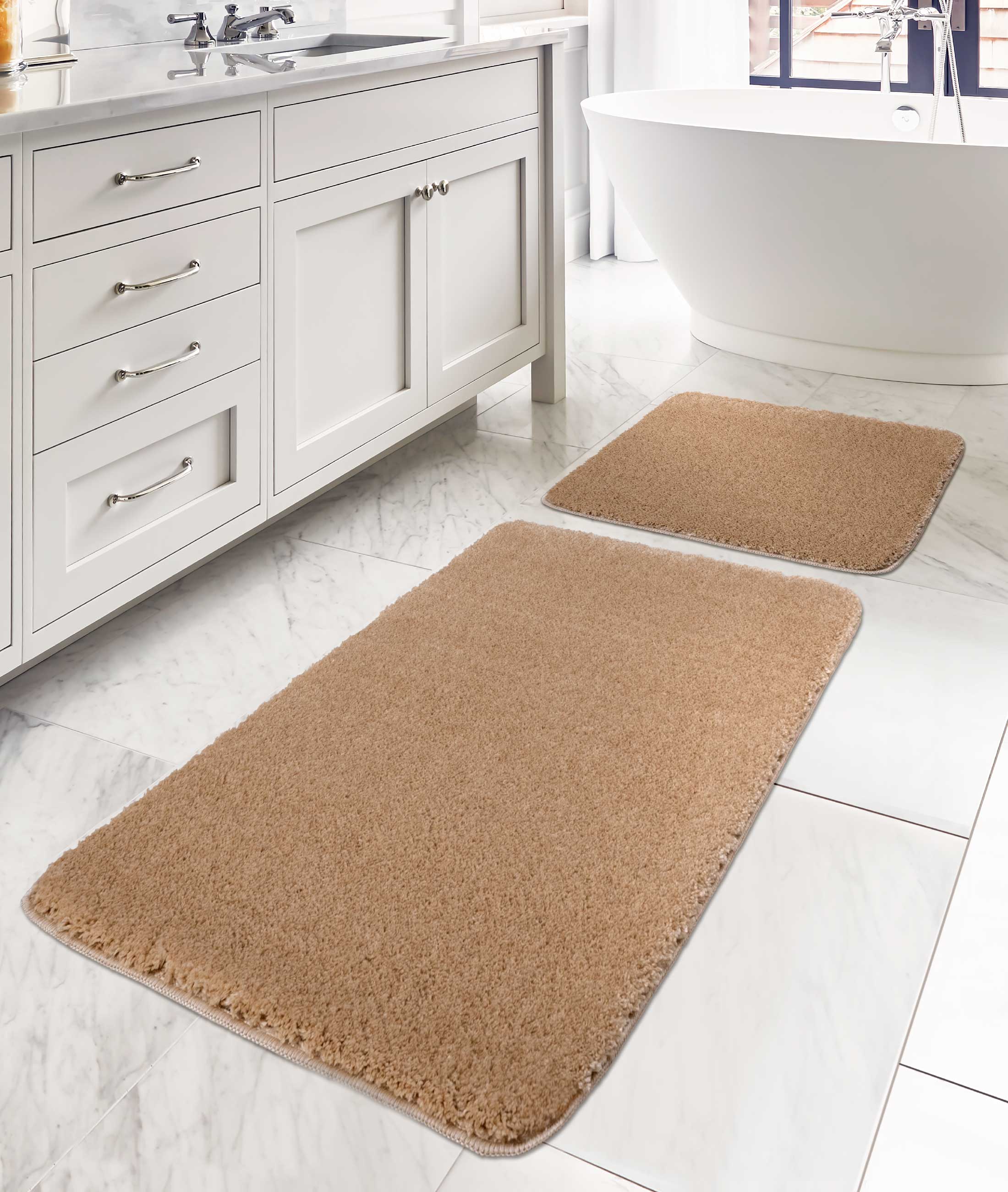 Mino Kaydırmaz Taban Bej 2'li Banyo Paspası 60 x 100 - 50 x 60