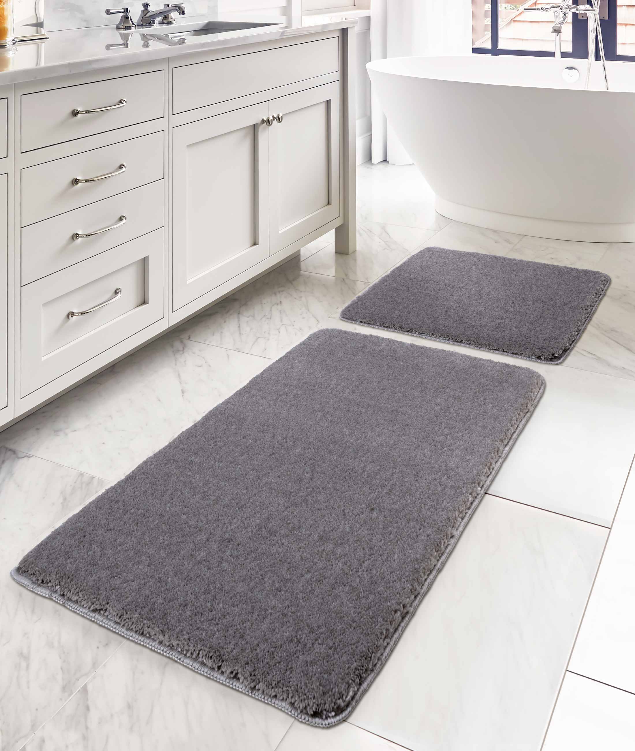 Mino Kaydırmaz Taban Gri 2'li Banyo Paspası 60 x 100 - 50 x 60