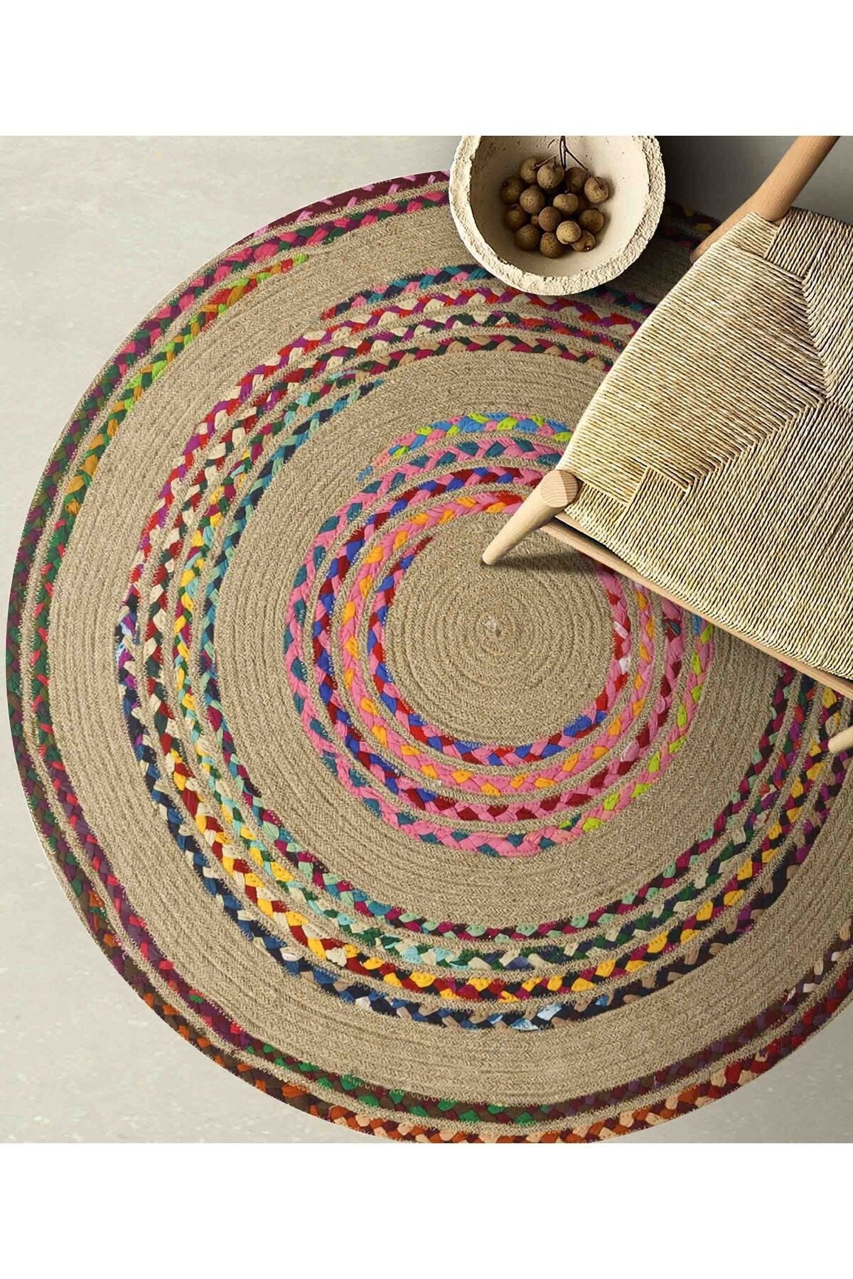 Natura El Dokuma Jüt Bohem Tarz Otantik Salon Oturma Odası Koridor Yatak Odası Natural Halı 00002A