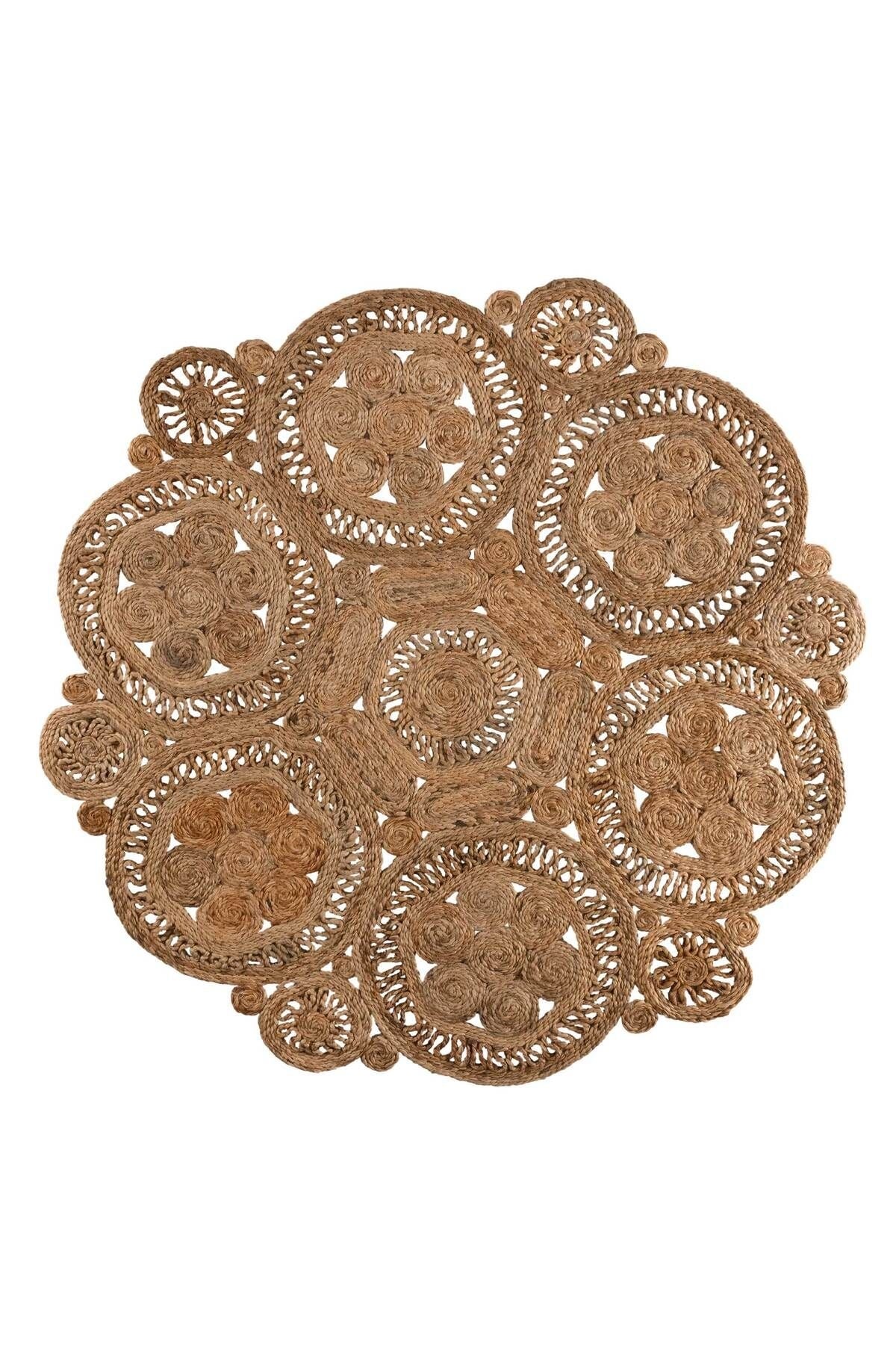 Natura El Dokuma Jüt Bohem Tarz Otantik Salon Oturma Odası Koridor Yatak Odası Natural Halı 00004A