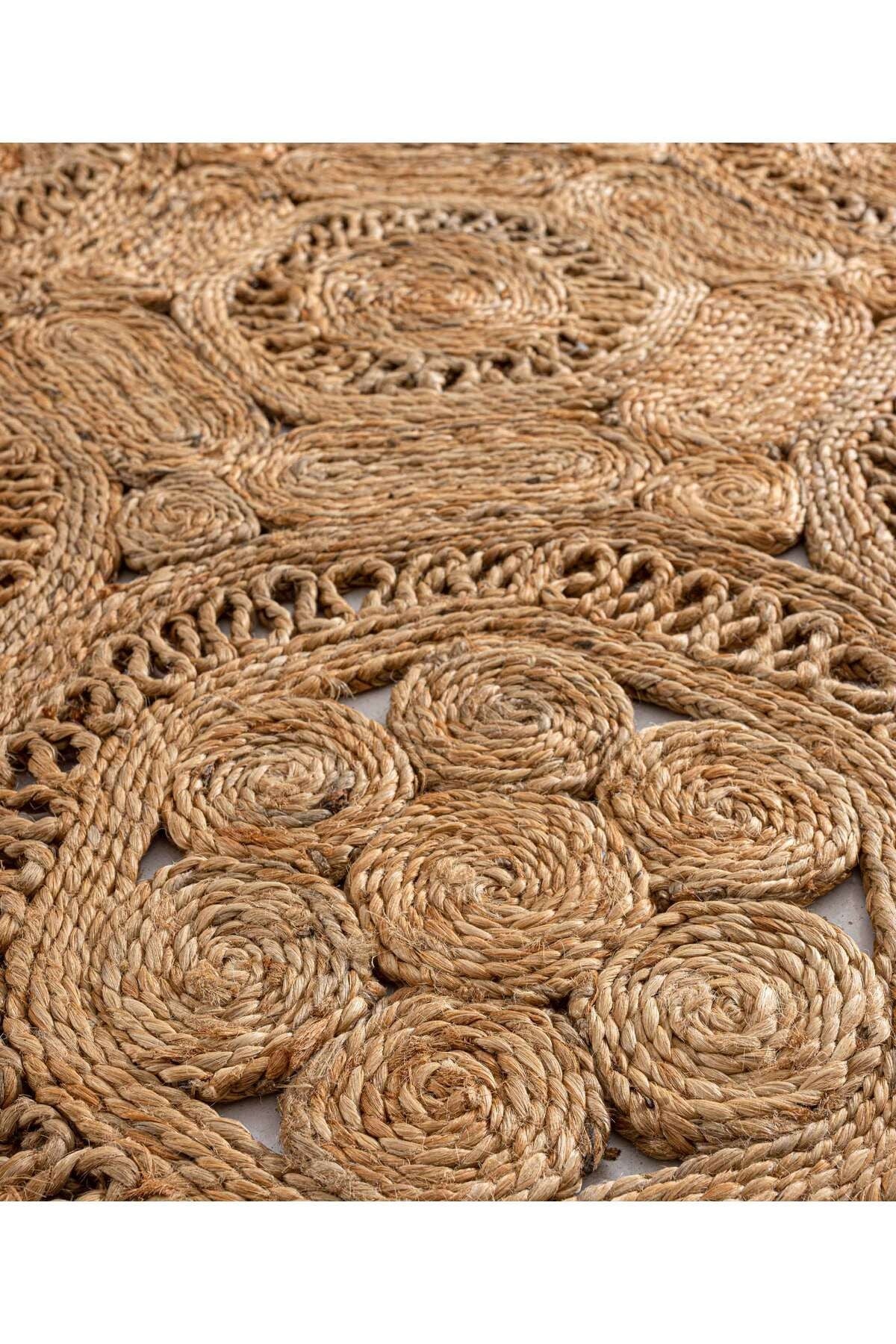 Natura El Dokuma Jüt Bohem Tarz Otantik Salon Oturma Odası Koridor Yatak Odası Natural Halı 00004A