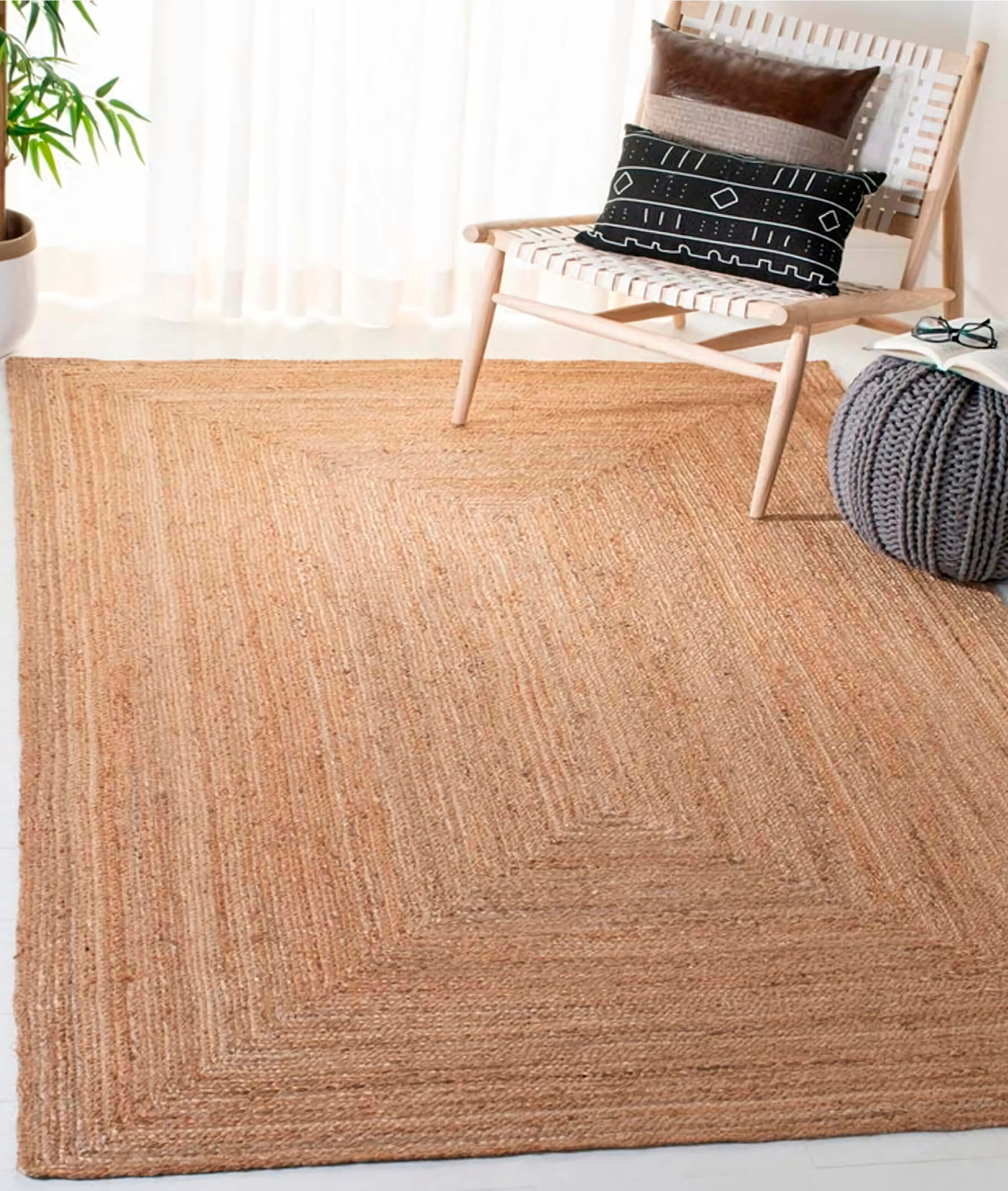 Natura El Dokuma Jüt Bohem Tarz Otantik Salon Oturma Odası Koridor Yatak Odası Natural Halı 00010A